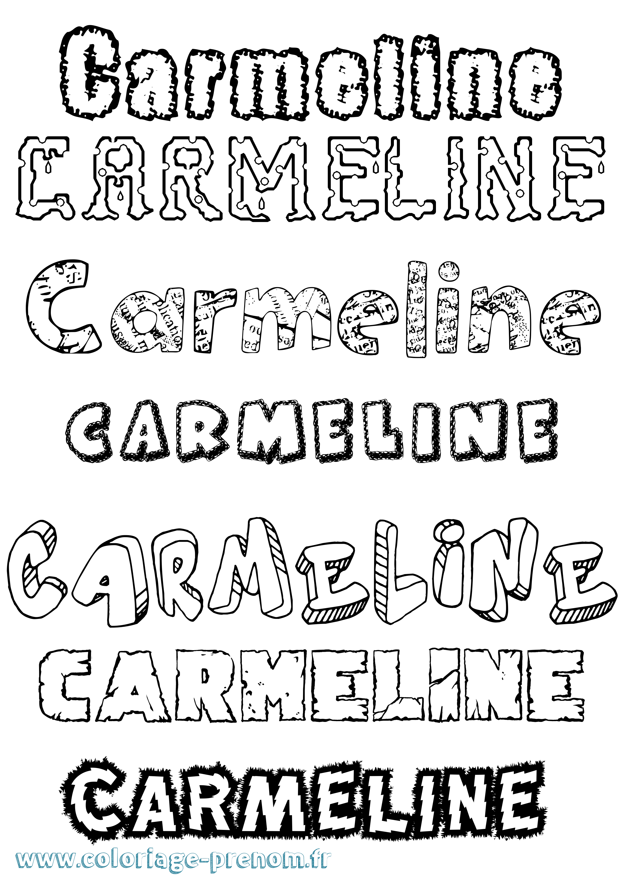 Coloriage Carmeline Destructuré Coloriage prénom Carmeline Destructuré