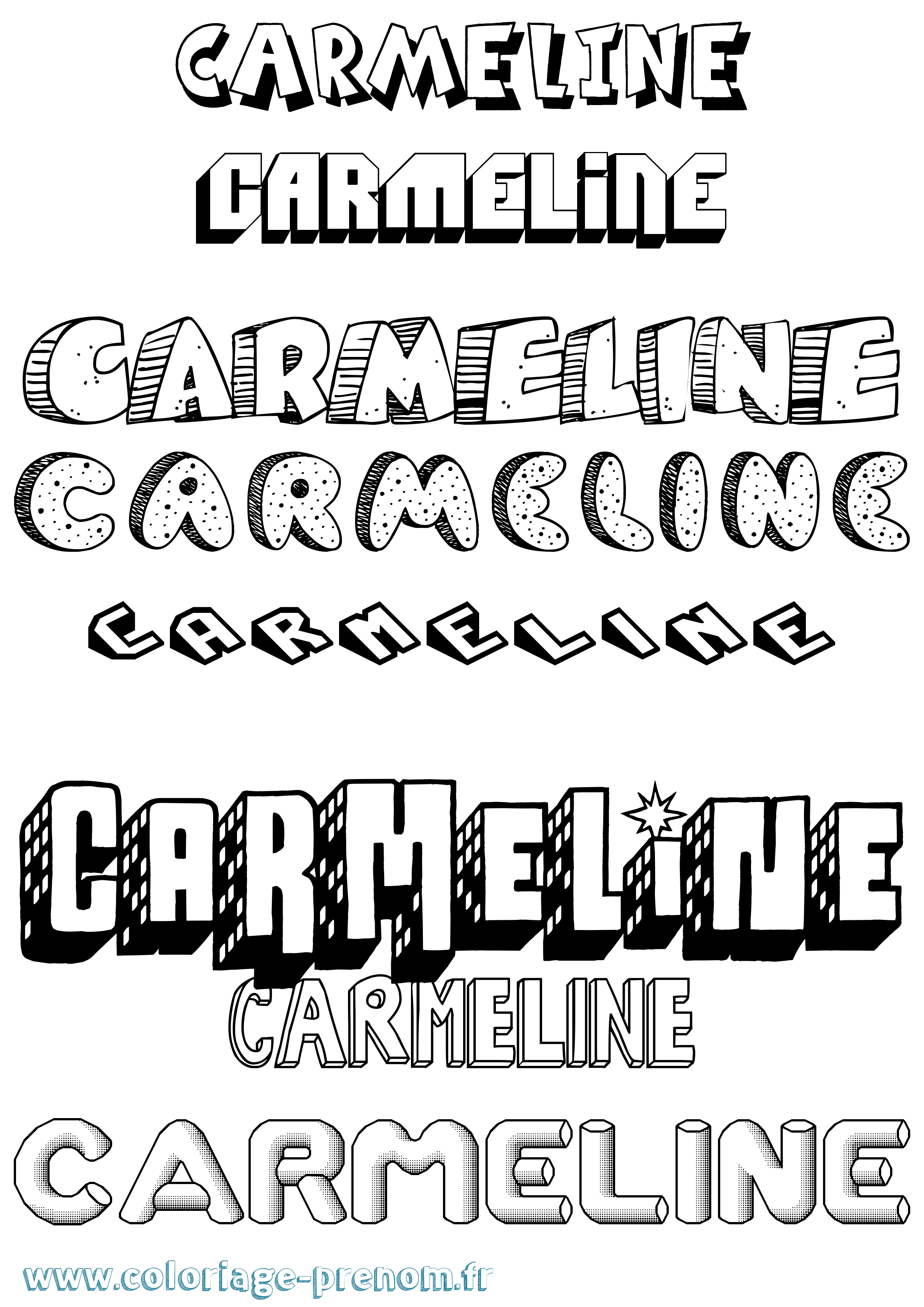 Coloriage Carmeline Effet 3D Coloriage prénom Carmeline Effet 3D