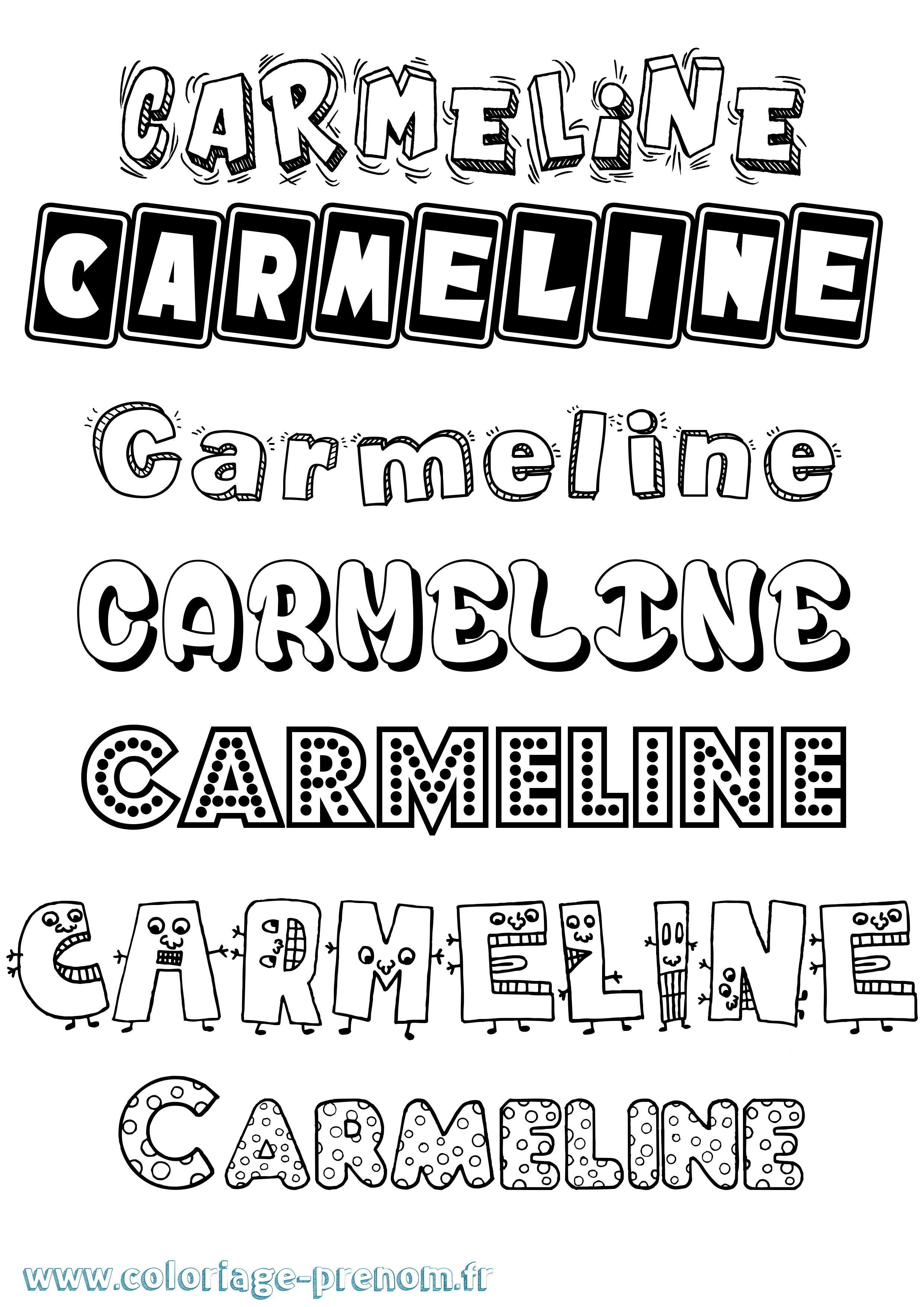Coloriage Carmeline Fun Coloriage prénom Carmeline Fun