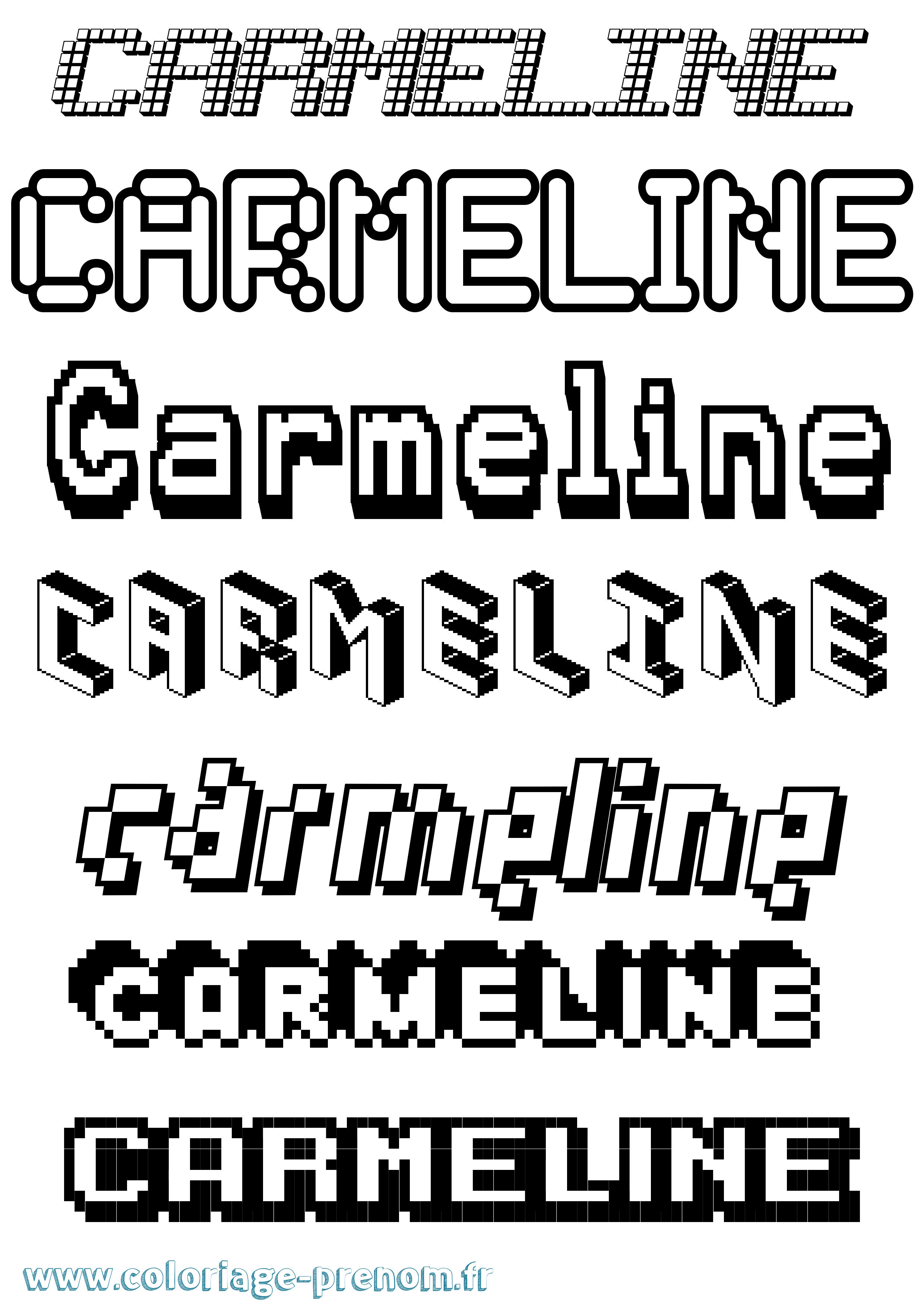 Coloriage Carmeline Pixel Coloriage prénom Carmeline Pixel
