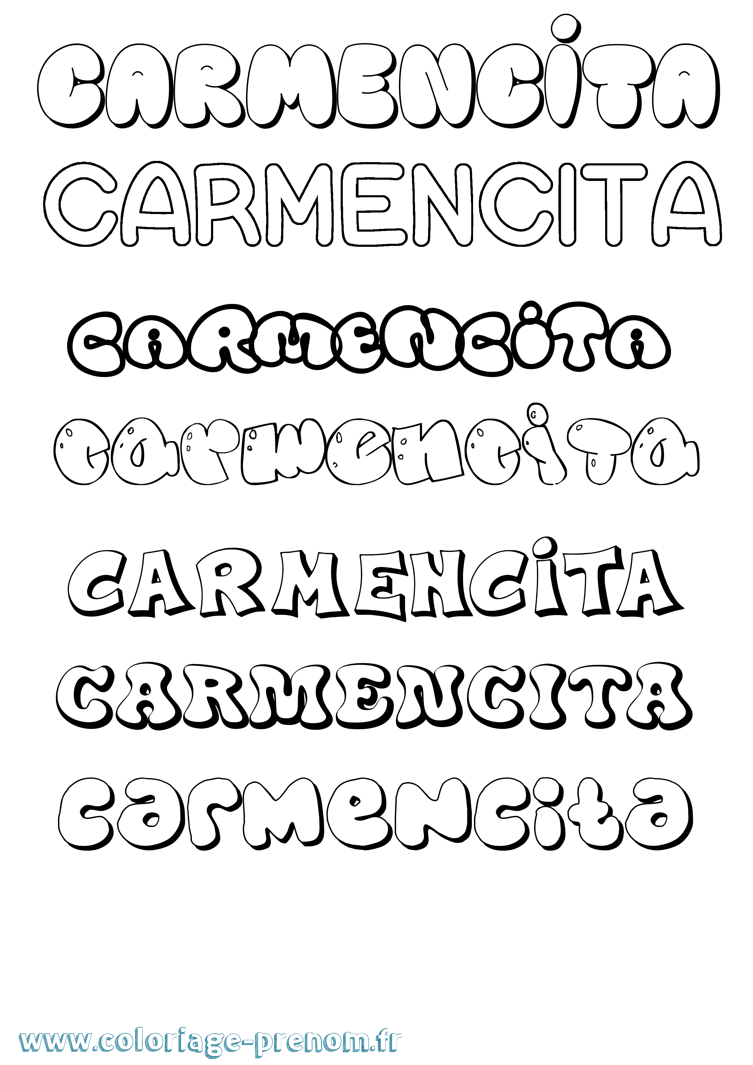 Coloriage Carmencita Bubble Coloriage prénom Carmencita Bubble