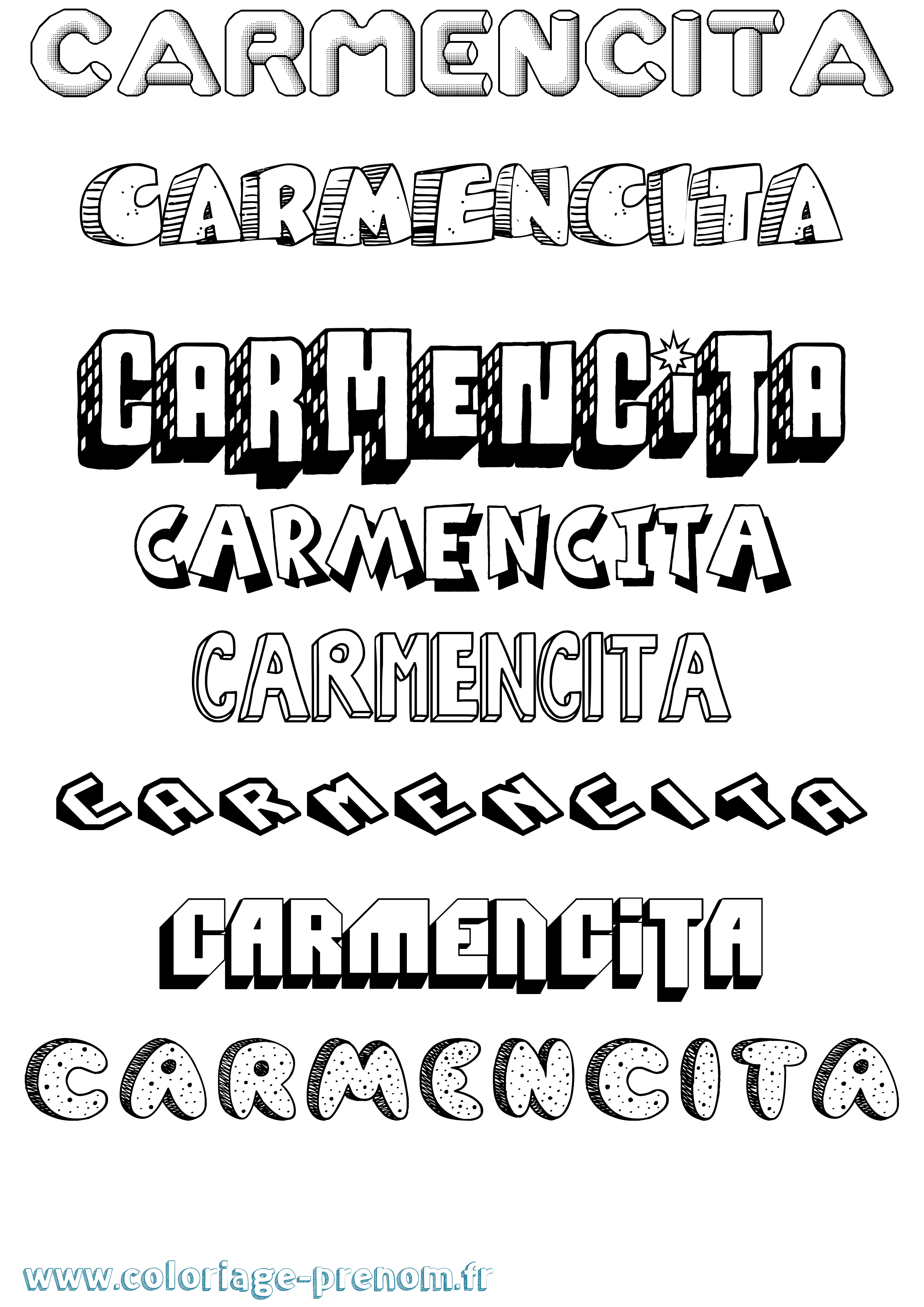 Coloriage Carmencita Effet 3D Coloriage prénom Carmencita Effet 3D