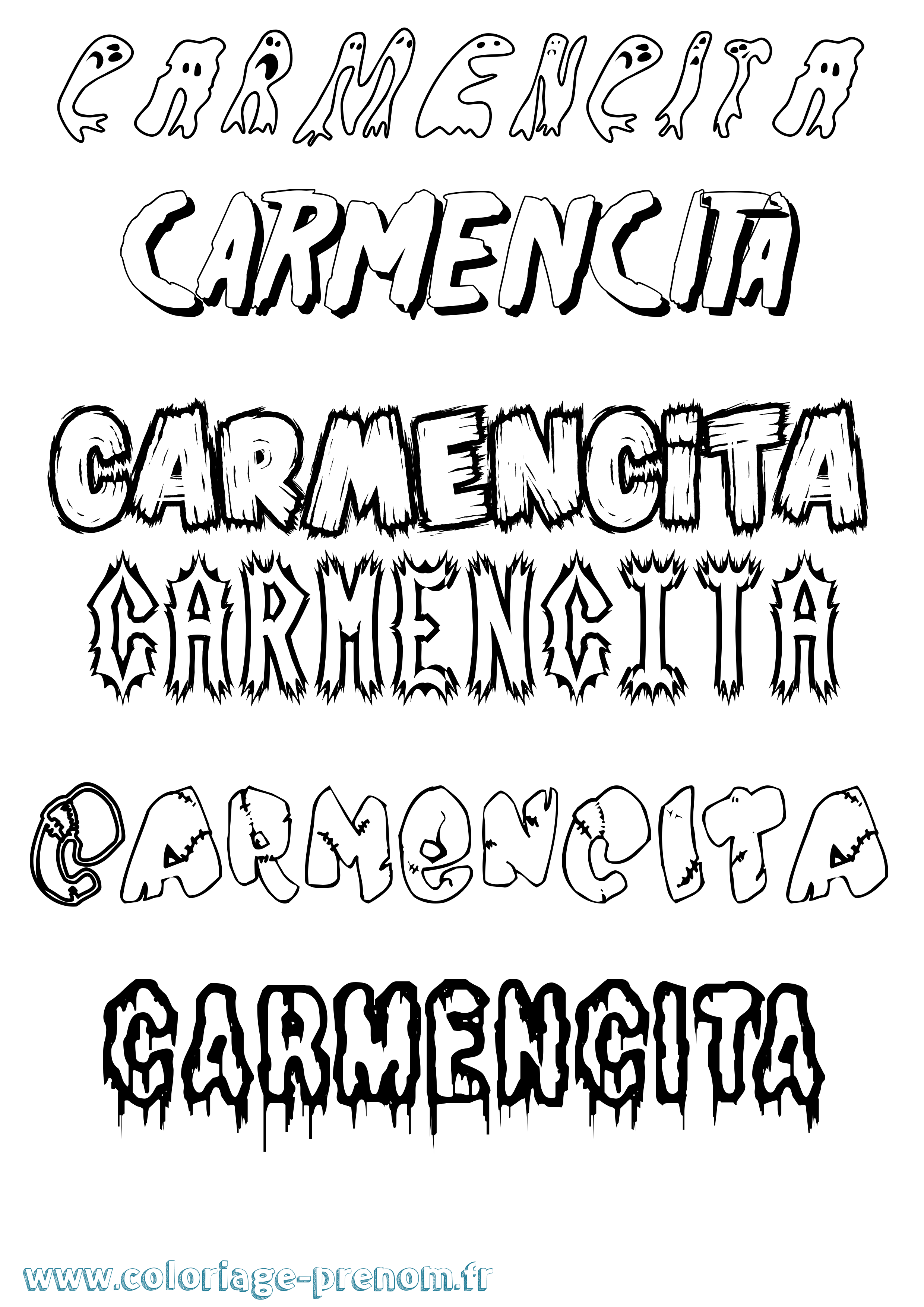 Coloriage Carmencita Frisson Coloriage prénom Carmencita Frisson