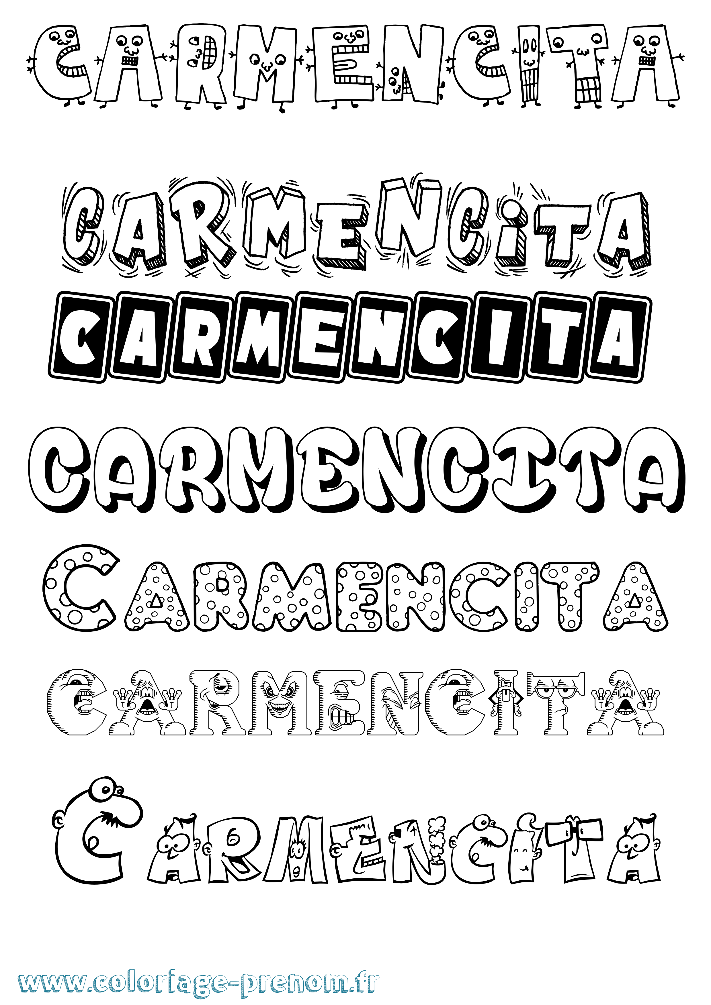 Coloriage Carmencita Fun Coloriage prénom Carmencita Fun