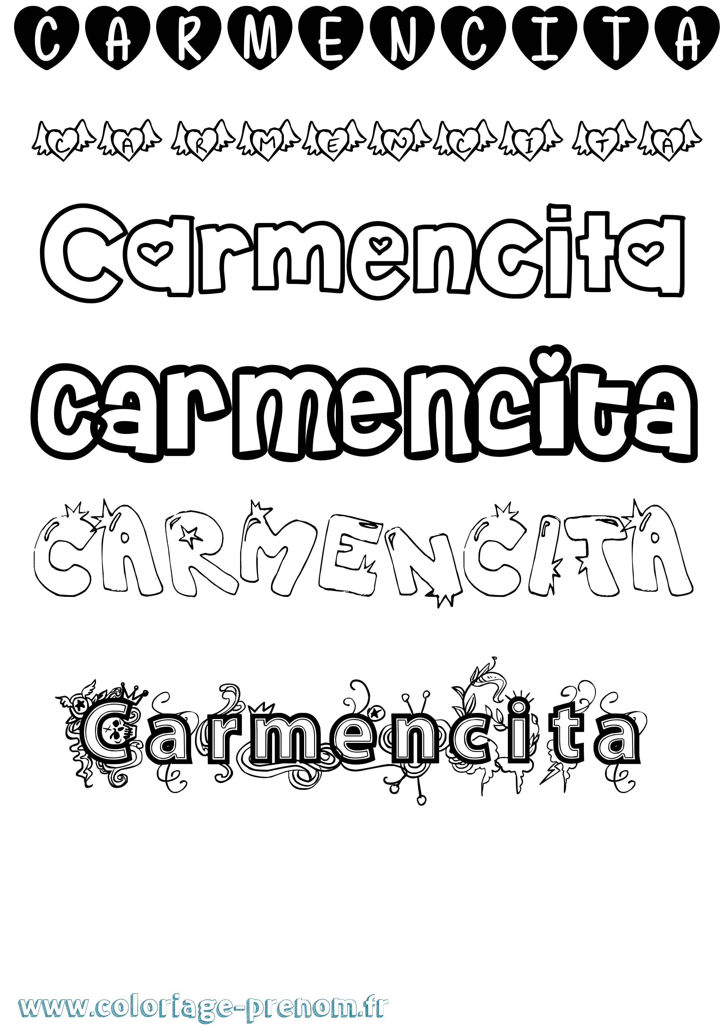 Coloriage Carmencita Girly Coloriage prénom Carmencita Girly