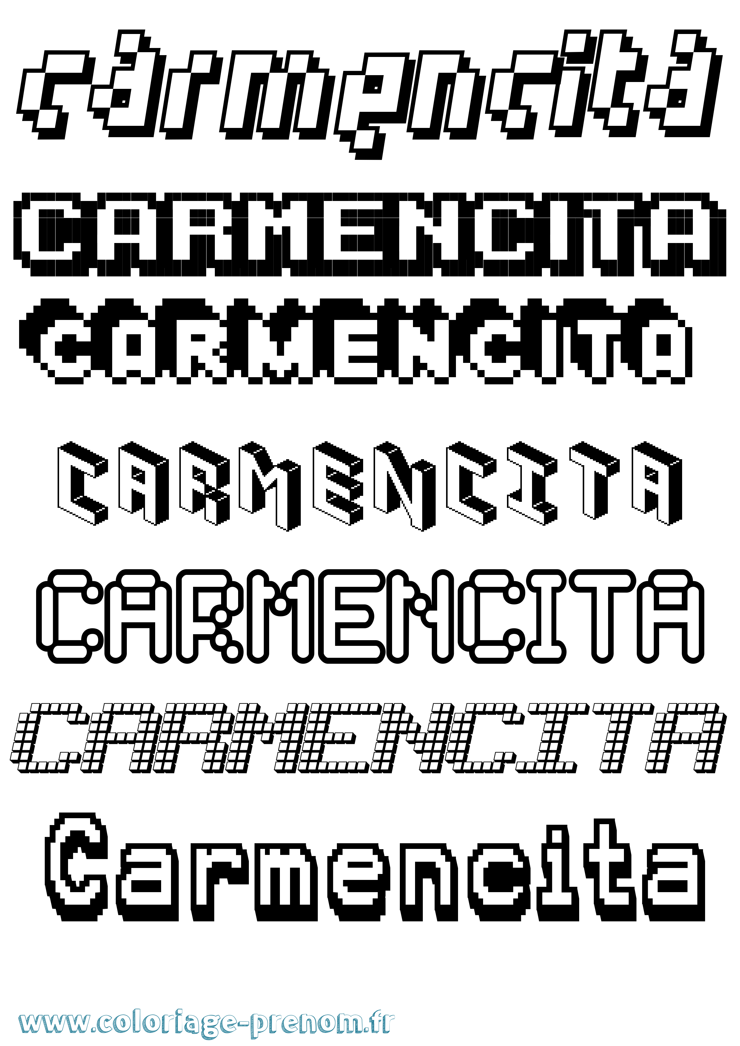 Coloriage Carmencita Pixel Coloriage prénom Carmencita Pixel