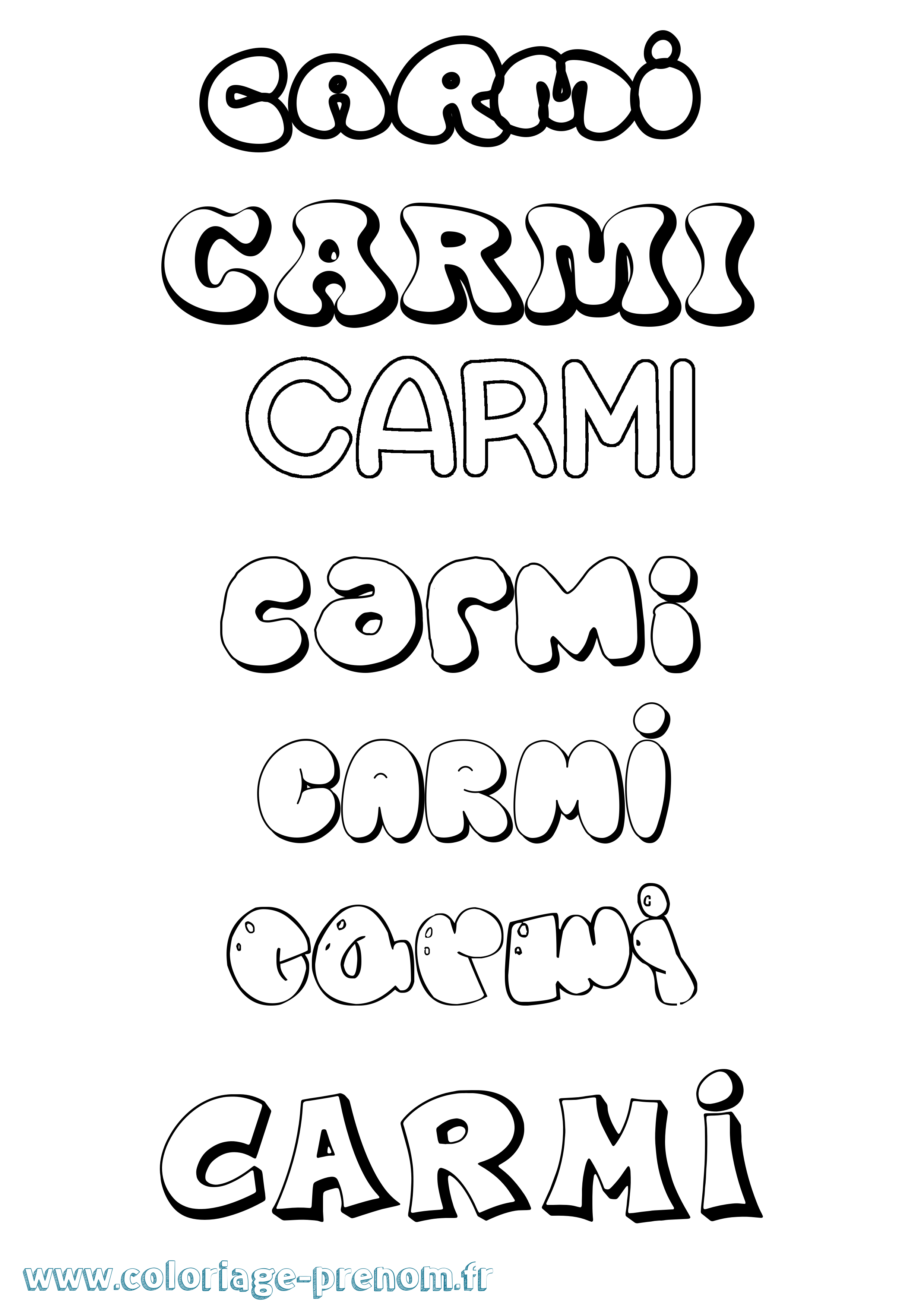 Coloriage Carmi Bubble Coloriage prénom Carmi Bubble