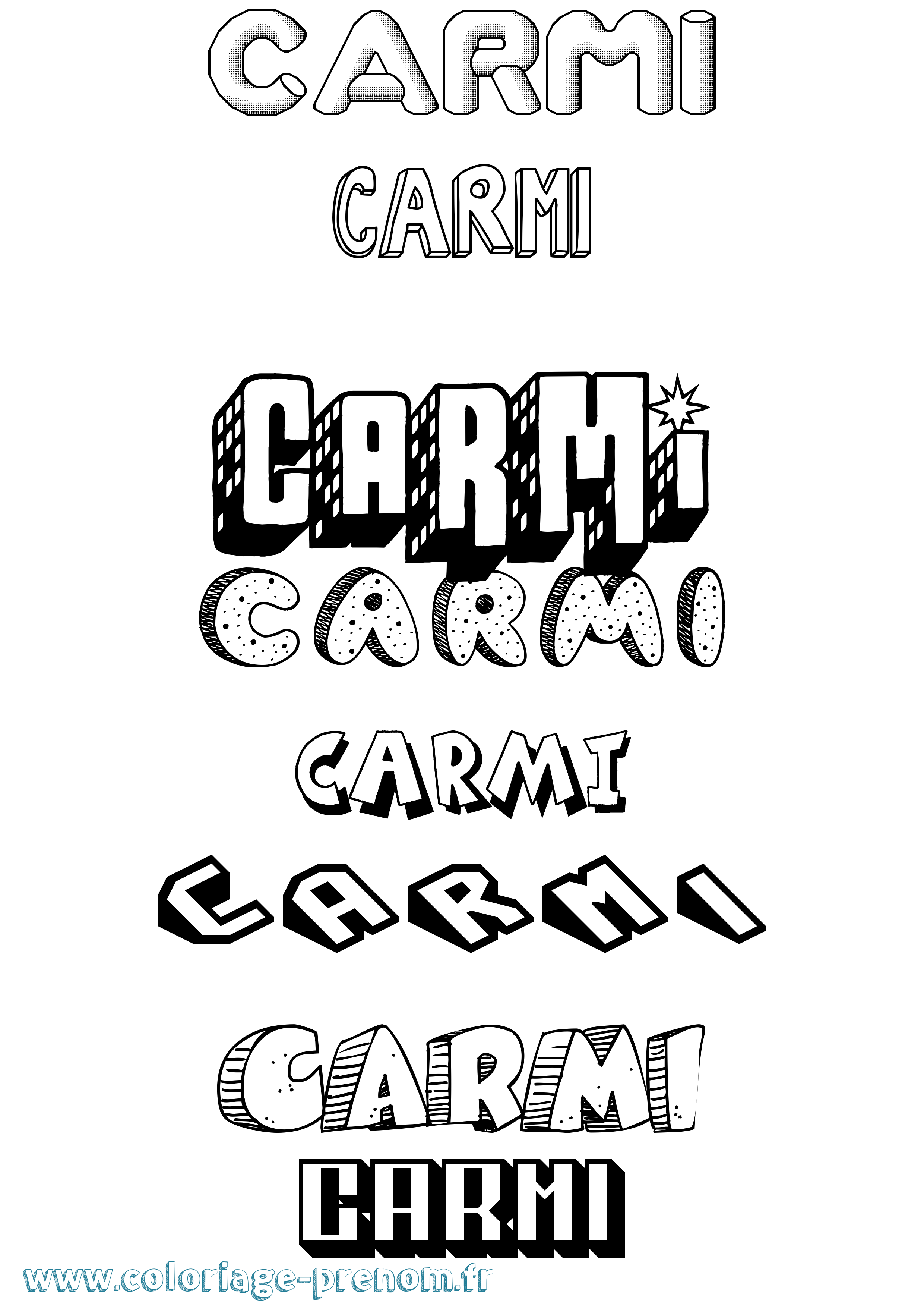 Coloriage Carmi Effet 3D Coloriage prénom Carmi Effet 3D