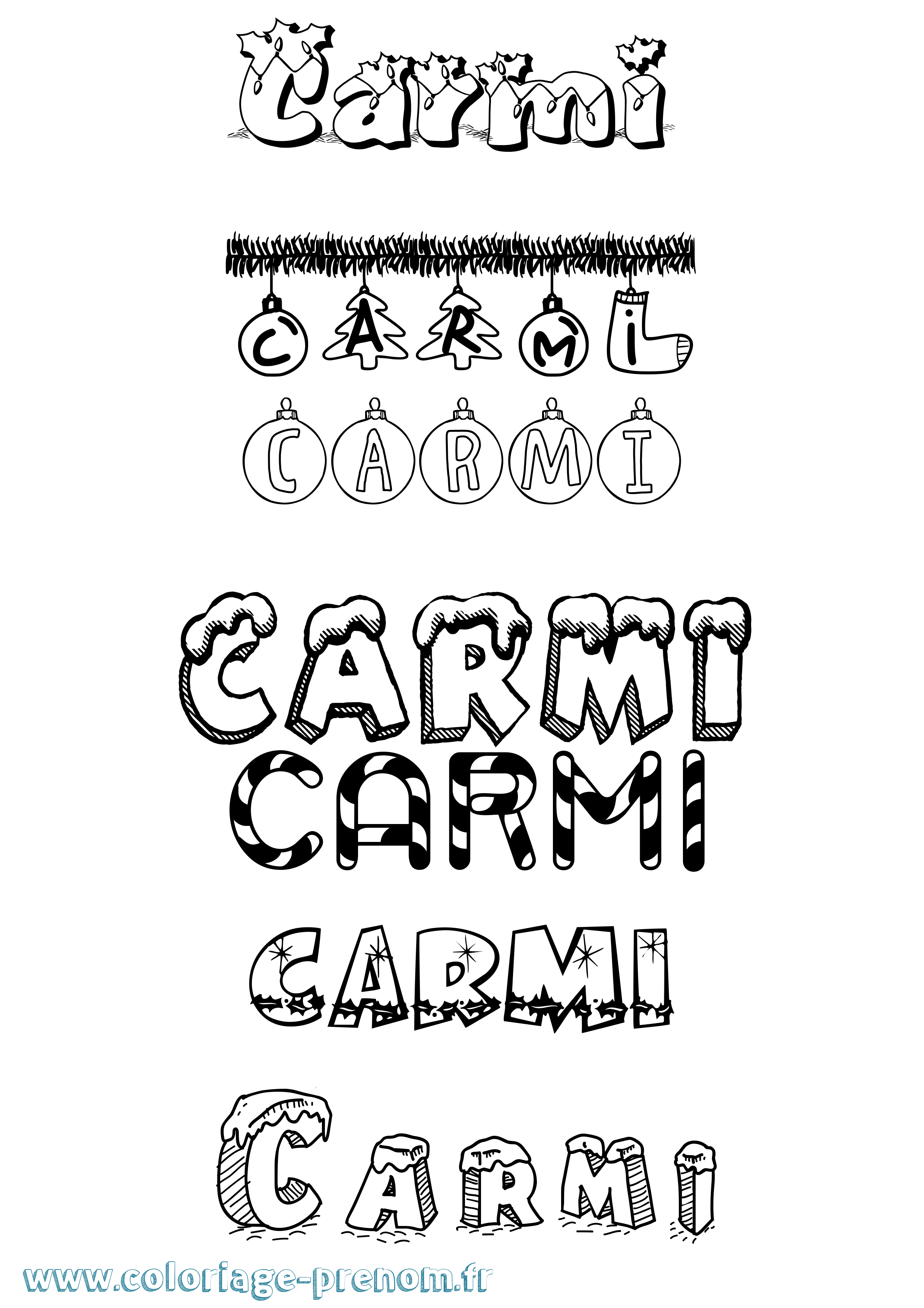 Coloriage Carmi Noël Coloriage prénom Carmi Noël
