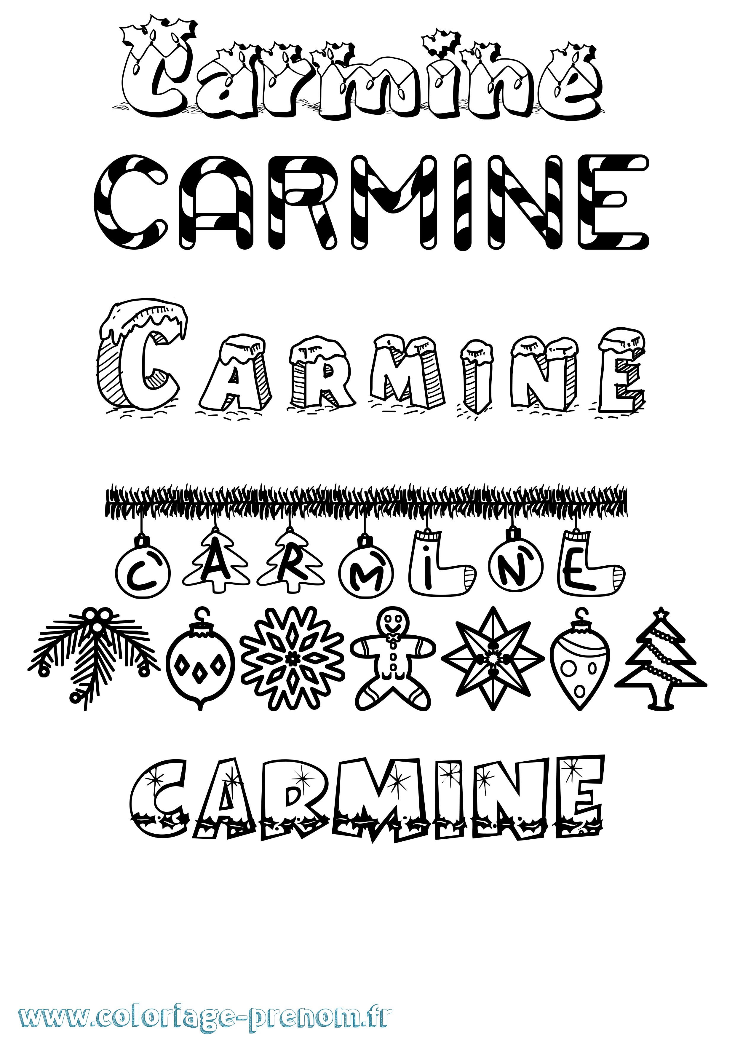 Coloriage Carmine Noël Coloriage prénom Carmine Noël