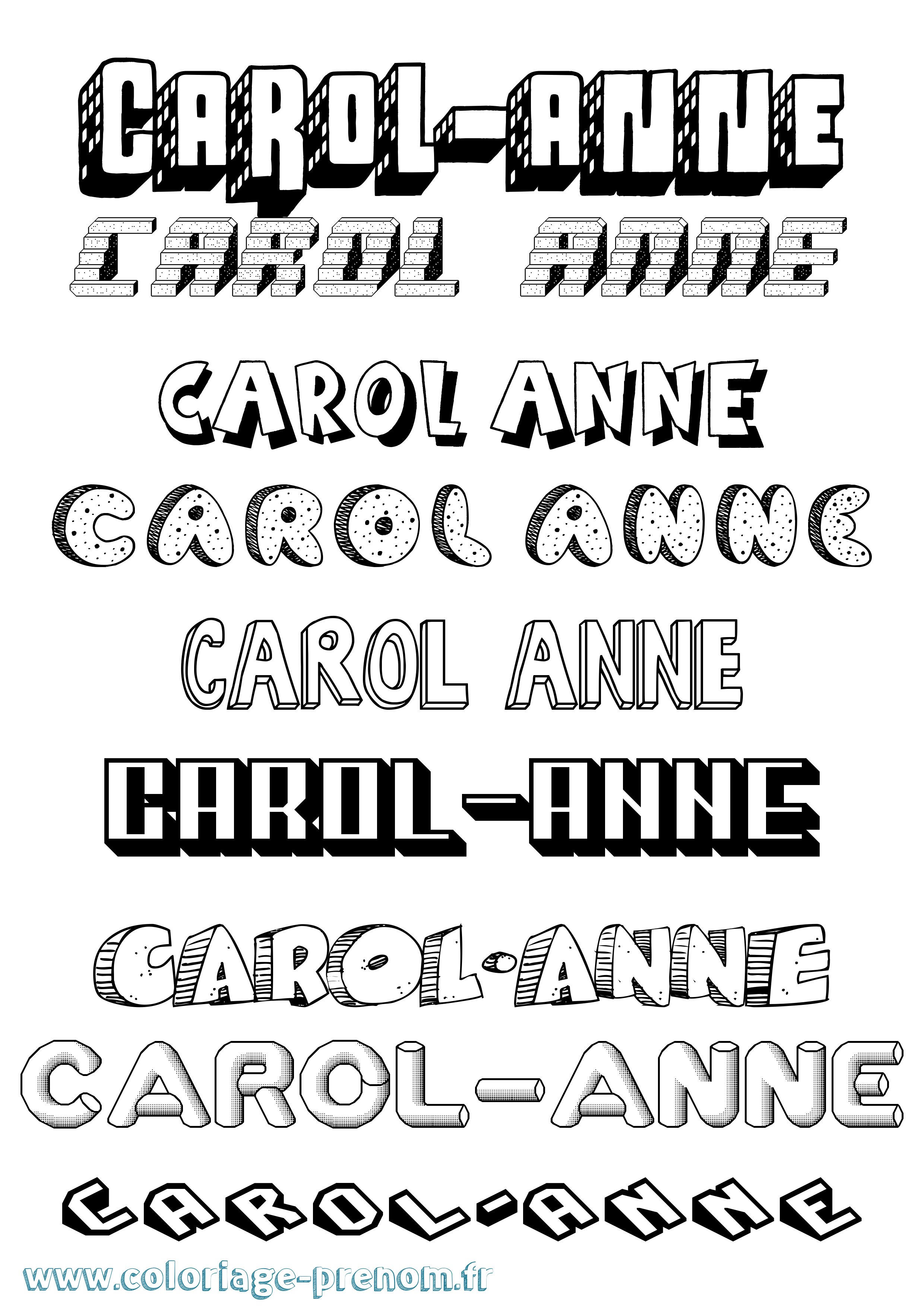 Coloriage Carol-Anne Effet 3D Coloriage prénom Carol-Anne Effet 3D