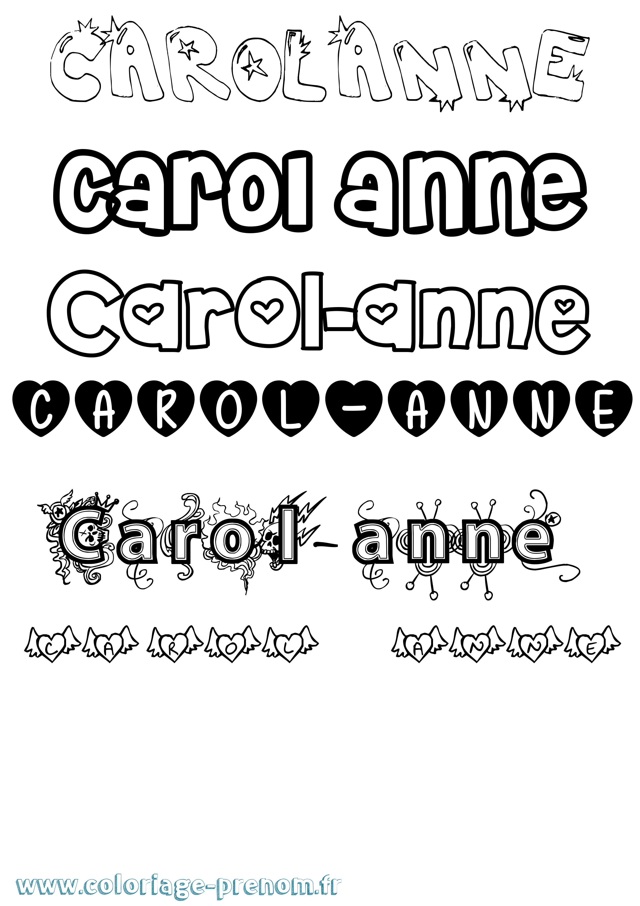 Coloriage Carol-Anne Girly Coloriage prénom Carol-Anne Girly