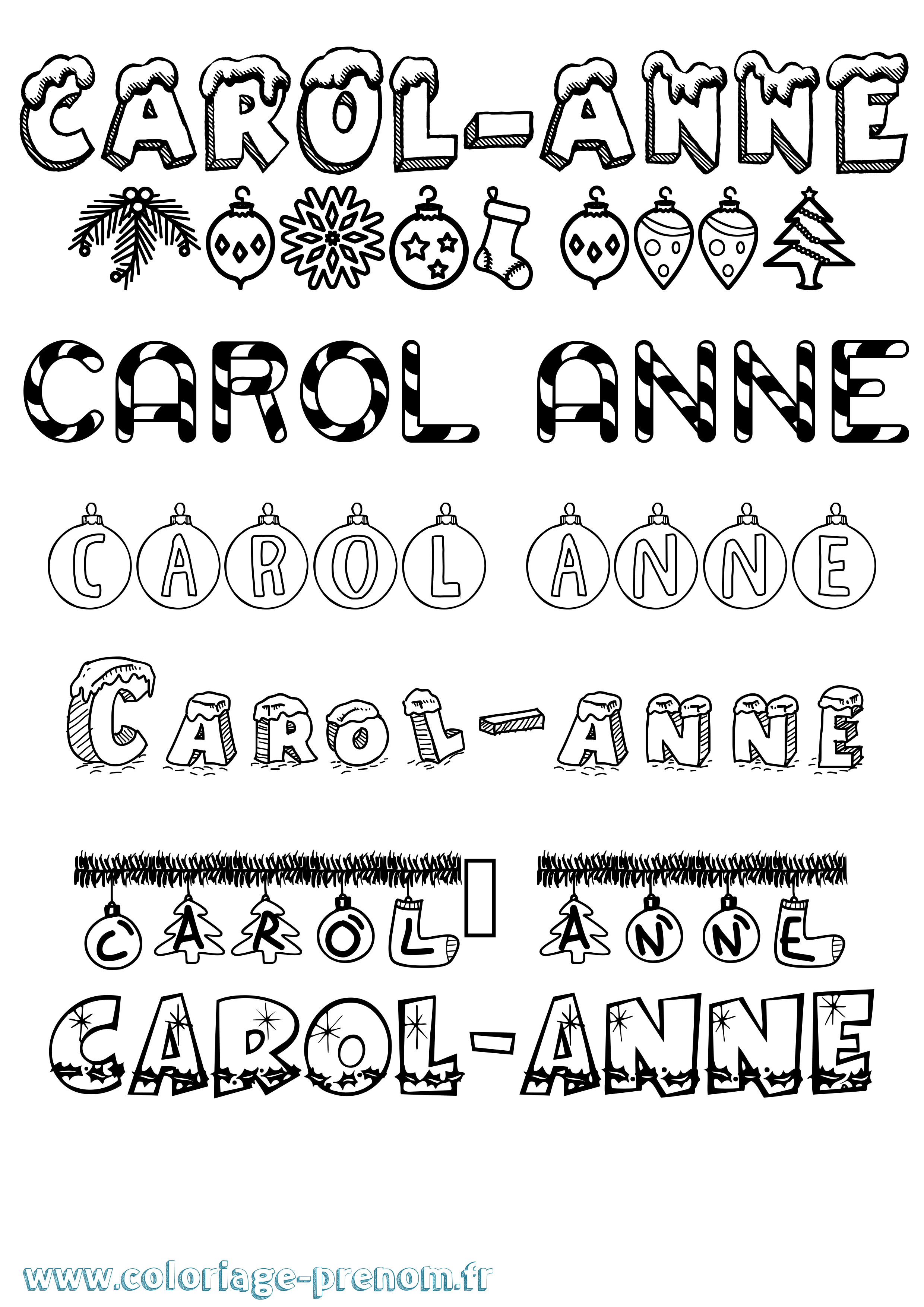 Coloriage Carol-Anne Noël Coloriage prénom Carol-Anne Noël