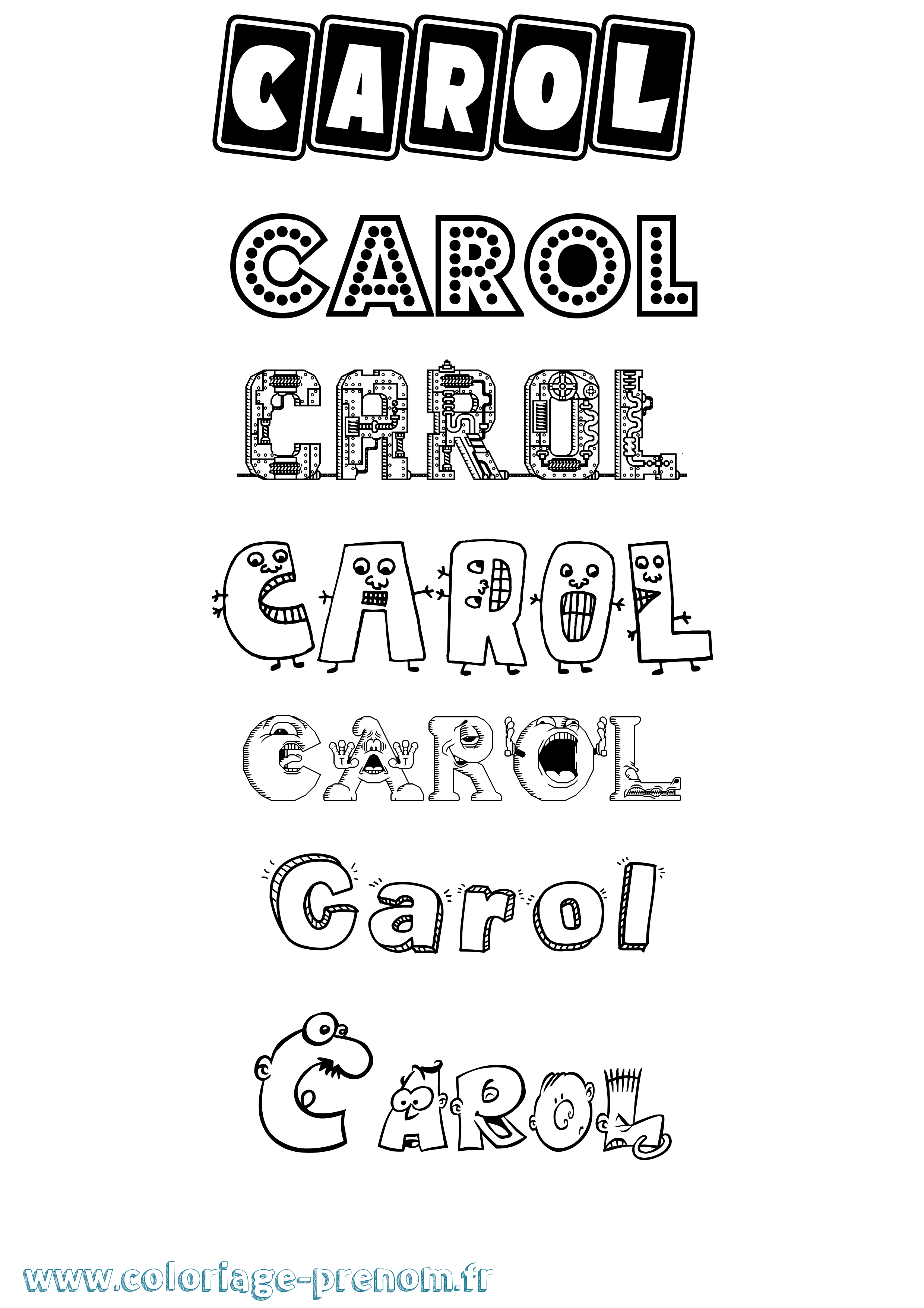 Coloriage Carol Fun Coloriage prénom Carol Fun