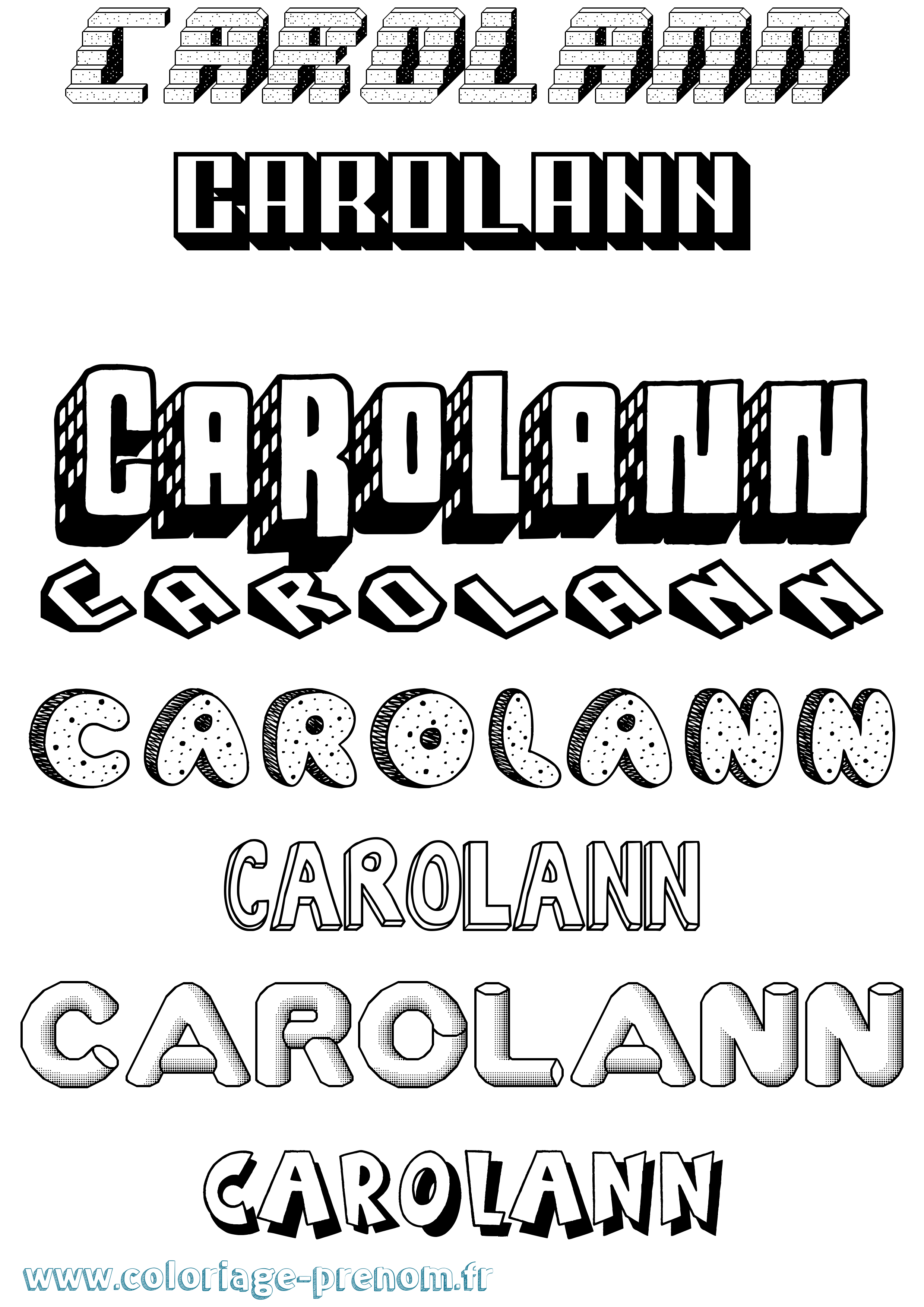 Coloriage Carolann Effet 3D Coloriage prénom Carolann Effet 3D