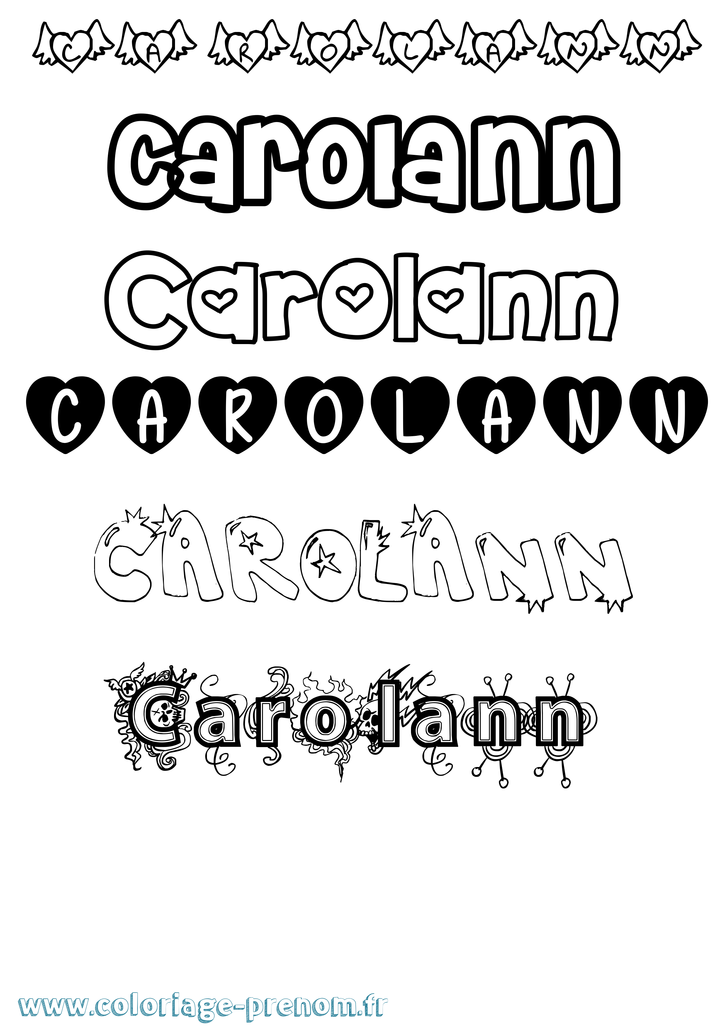 Coloriage Carolann Girly Coloriage prénom Carolann Girly