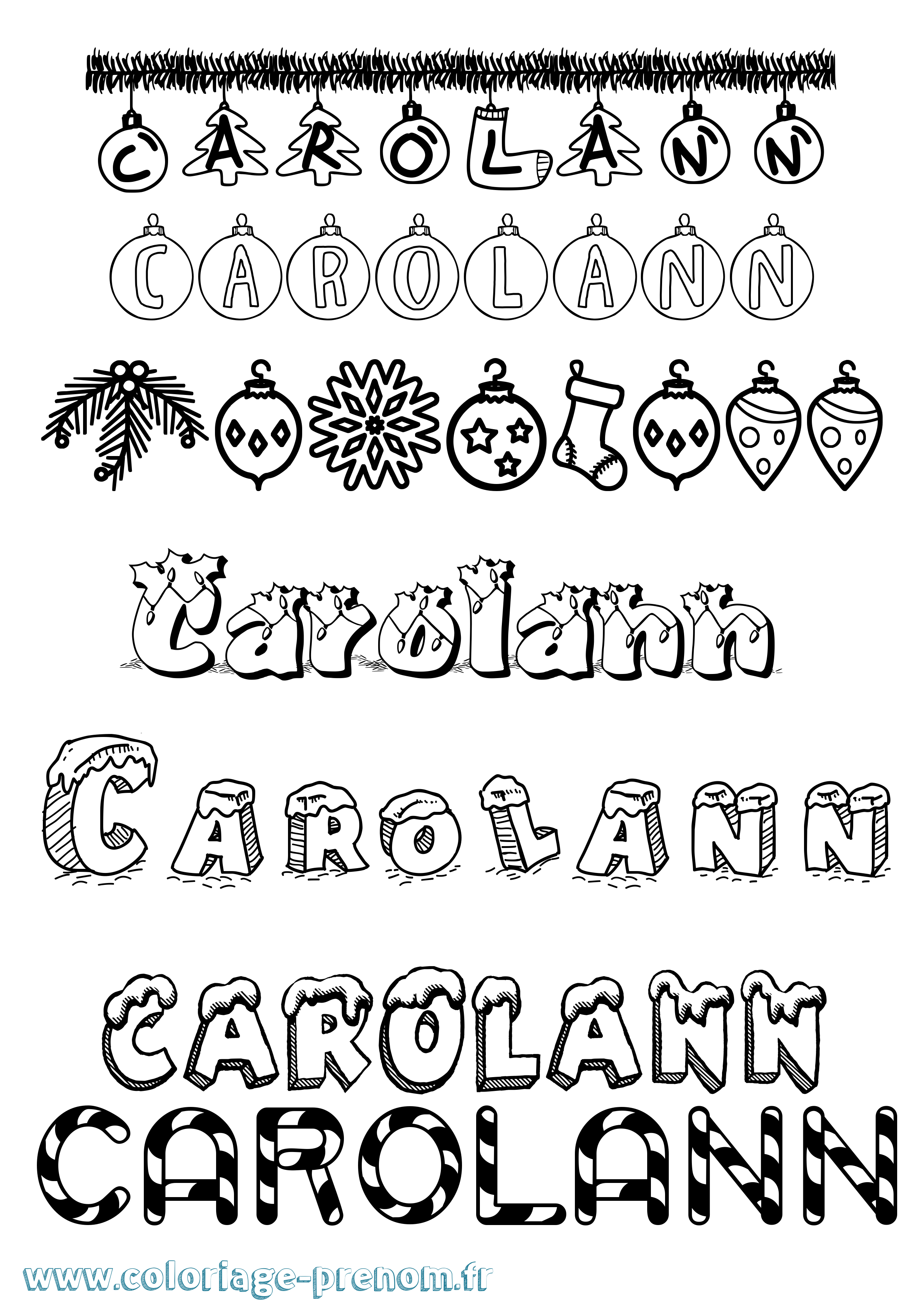 Coloriage Carolann Noël Coloriage prénom Carolann Noël