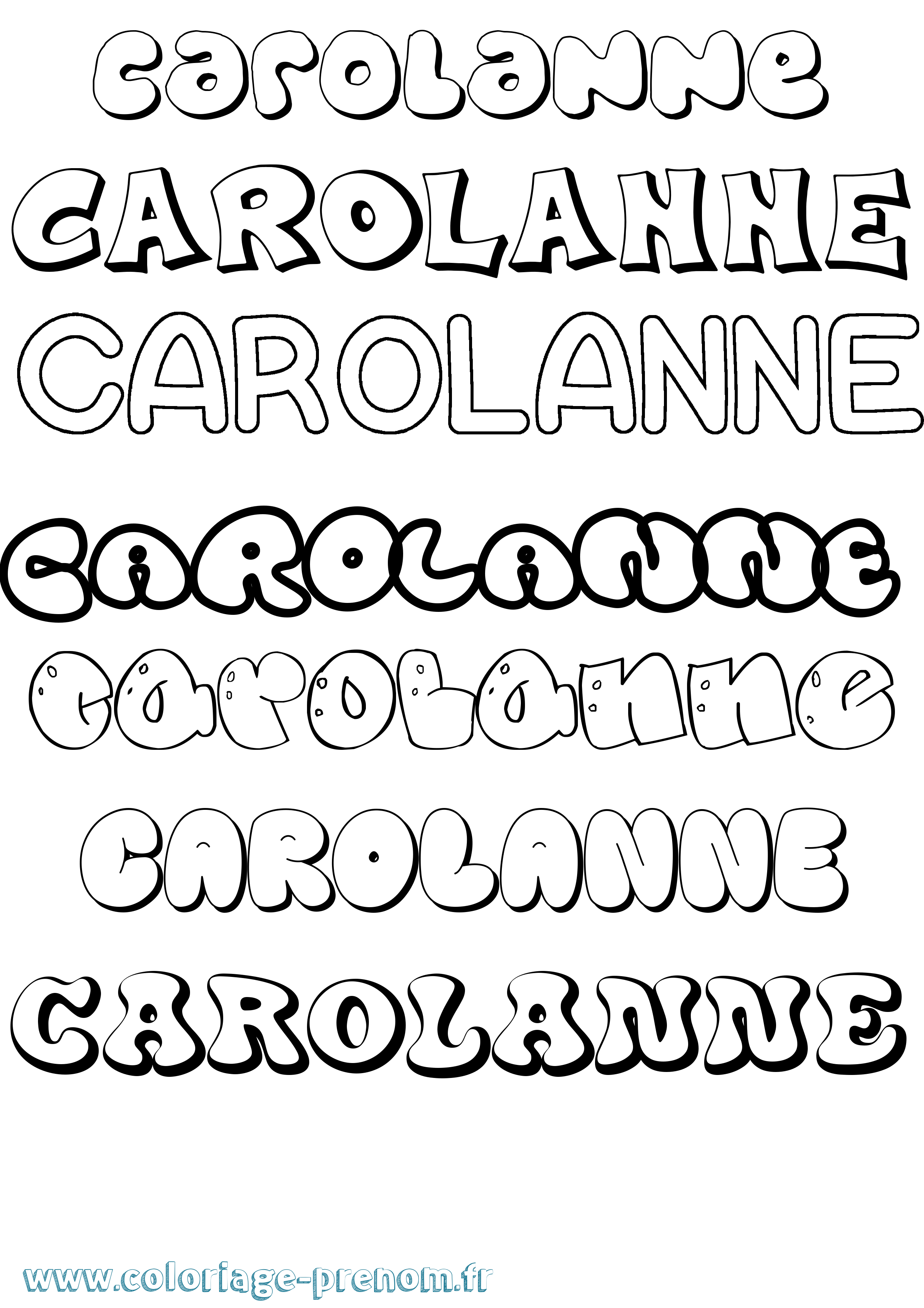 Coloriage Carolanne Bubble Coloriage prénom Carolanne Bubble