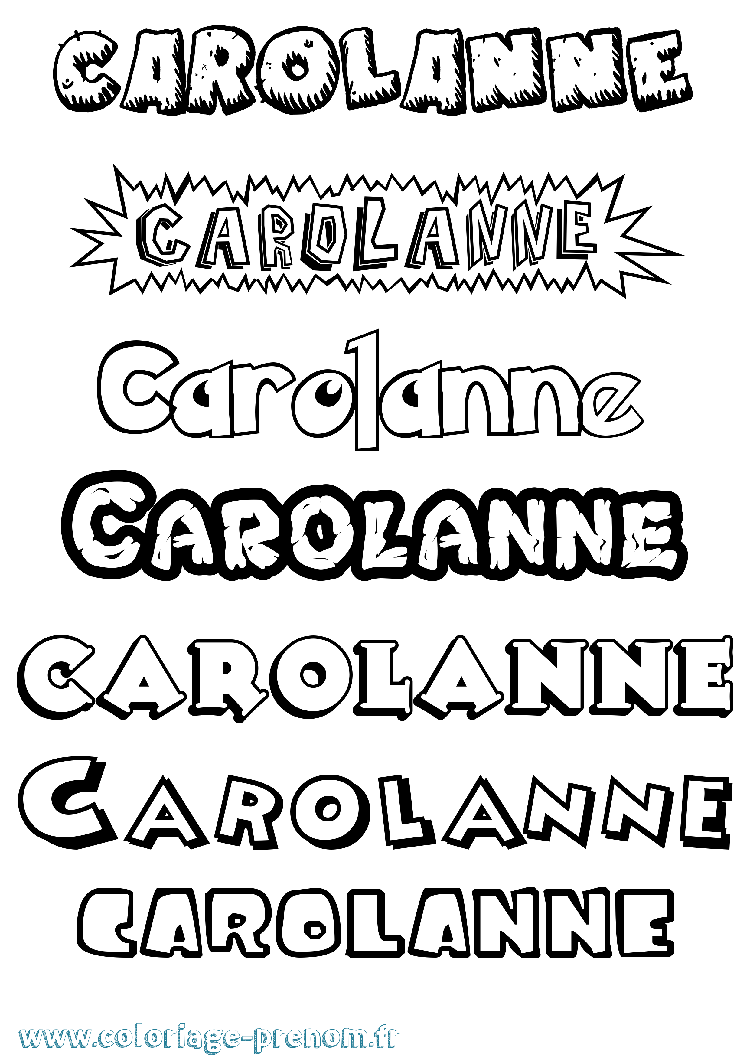 Coloriage Carolanne Dessin Animé Coloriage prénom Carolanne Dessin Animé