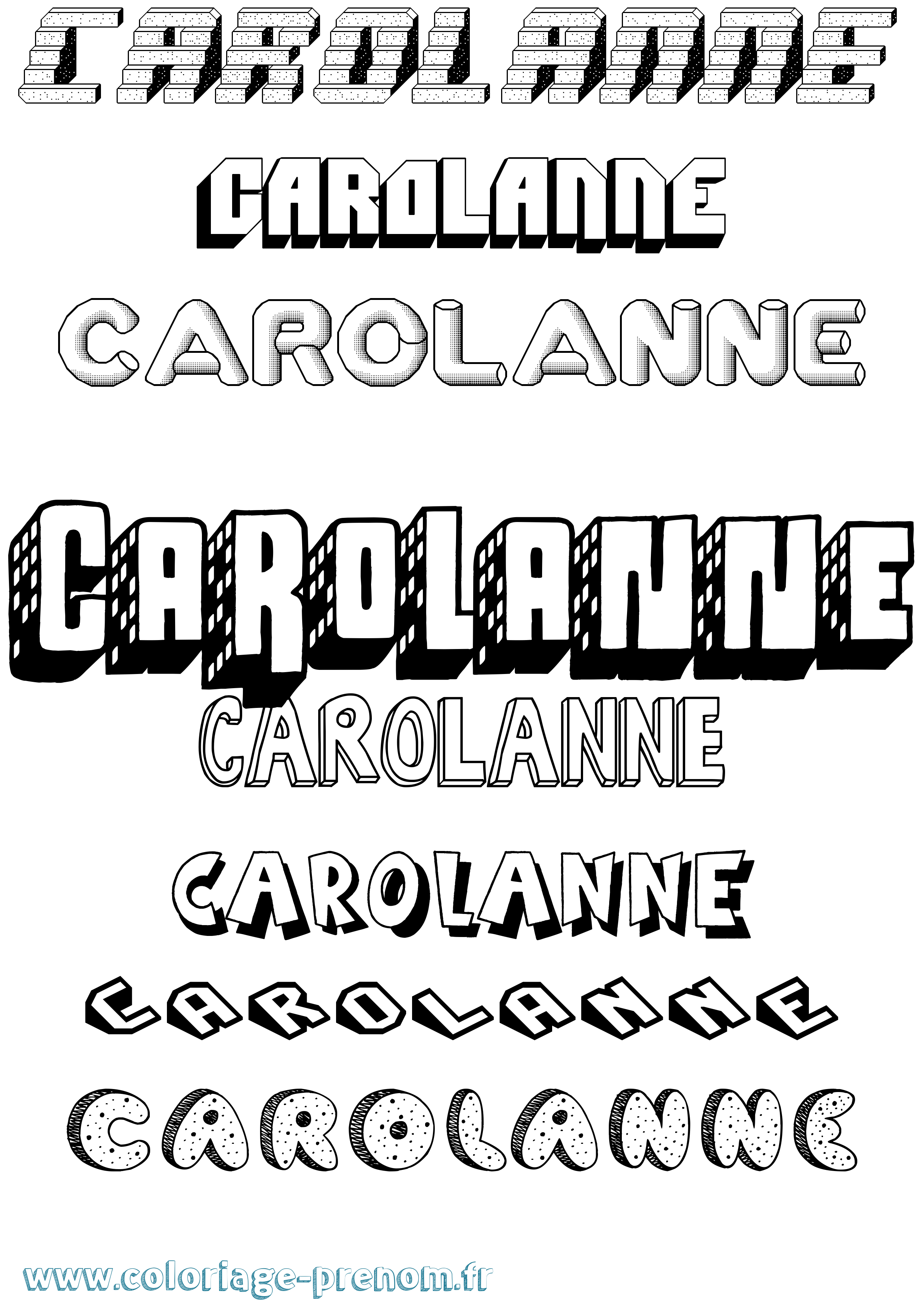 Coloriage Carolanne Effet 3D Coloriage prénom Carolanne Effet 3D