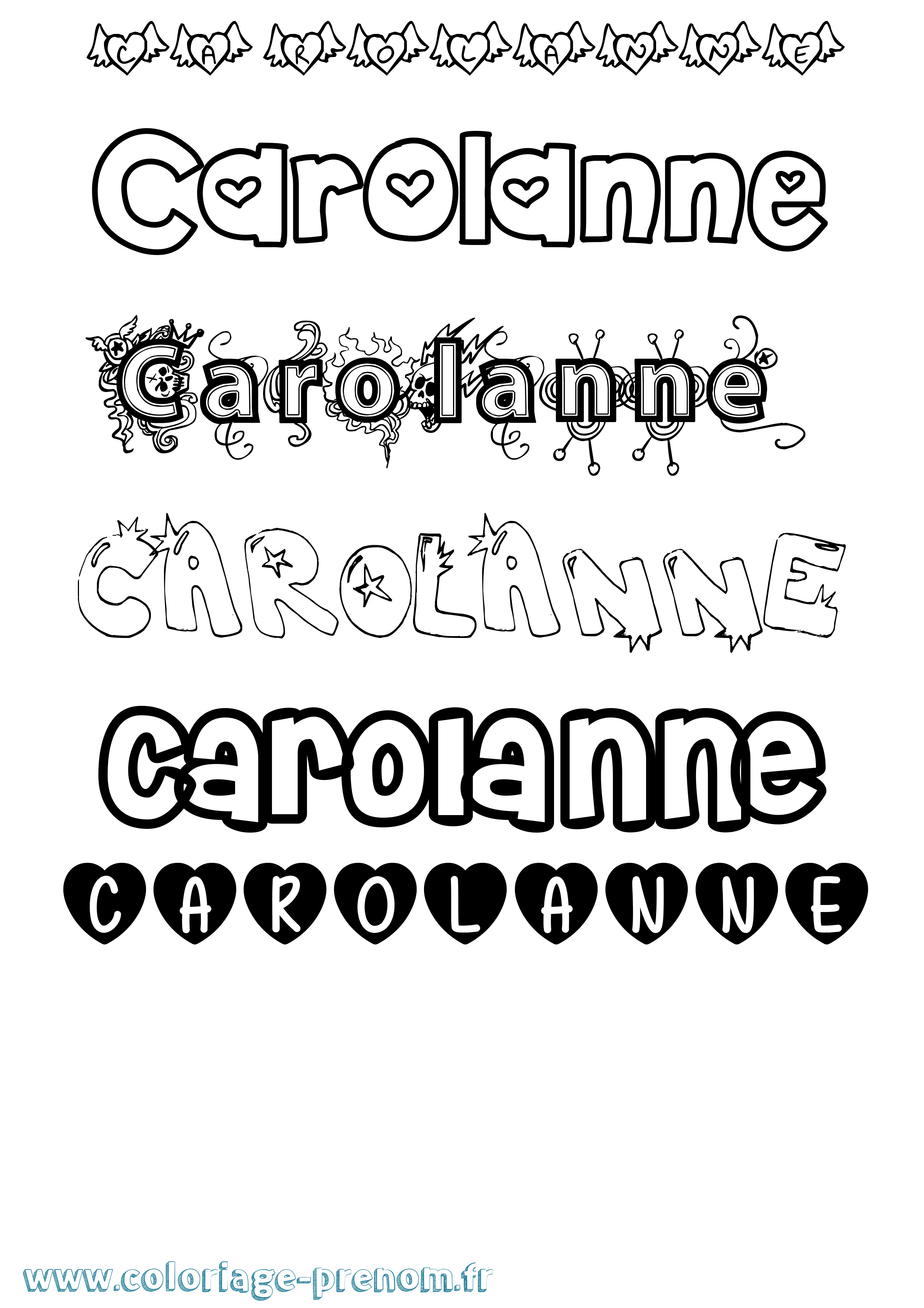 Coloriage Carolanne Girly Coloriage prénom Carolanne Girly
