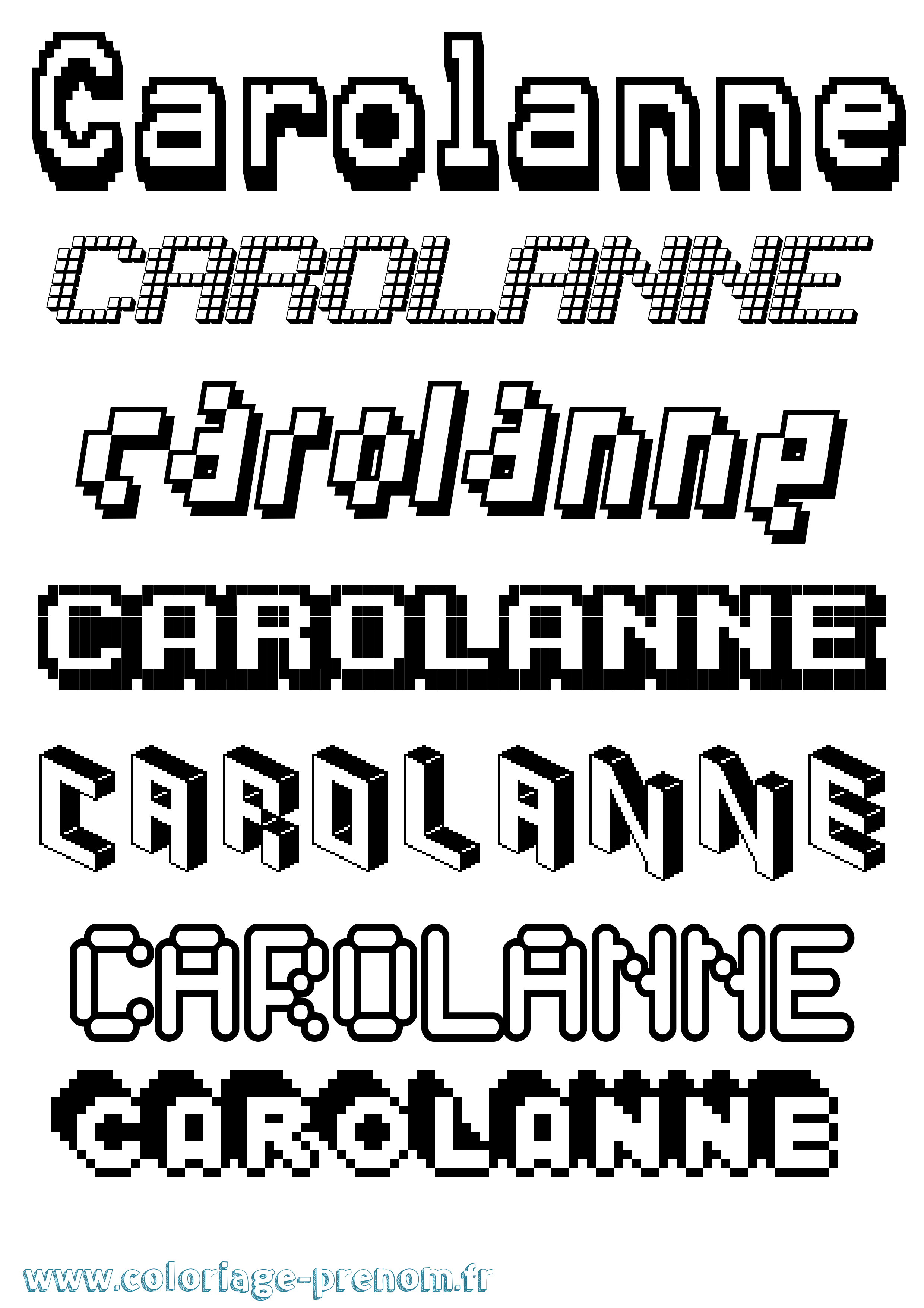 Coloriage Carolanne Pixel Coloriage prénom Carolanne Pixel