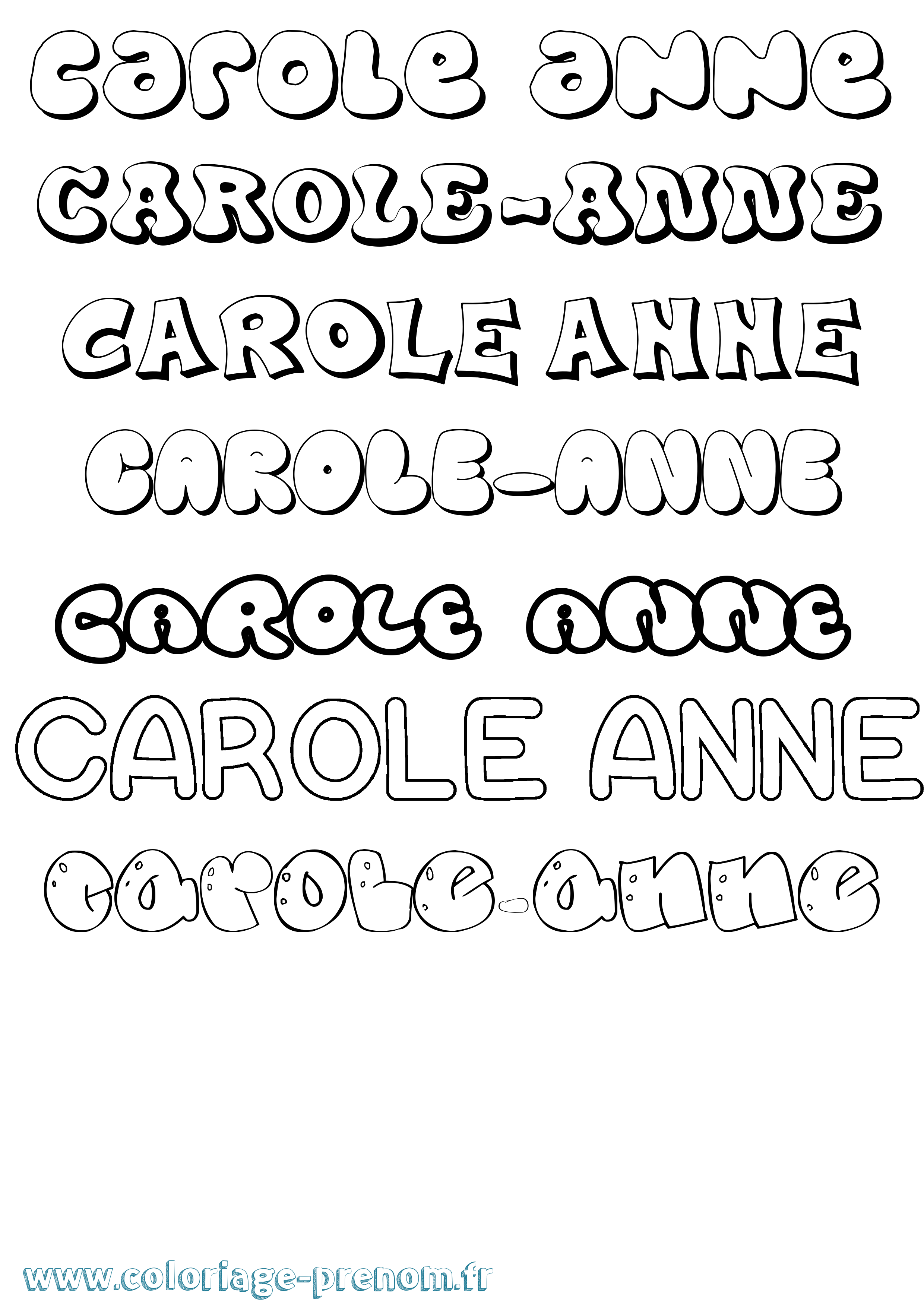 Coloriage Carole-Anne Bubble Coloriage prénom Carole-Anne Bubble