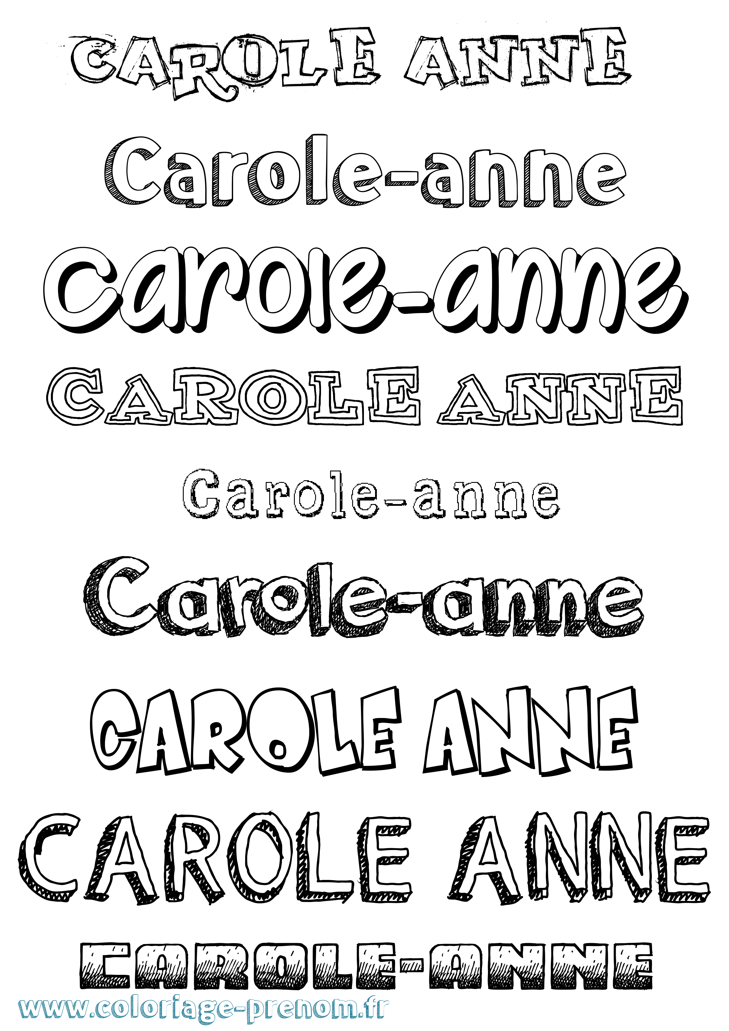 Coloriage Carole-Anne Dessiné Coloriage prénom Carole-Anne Dessiné