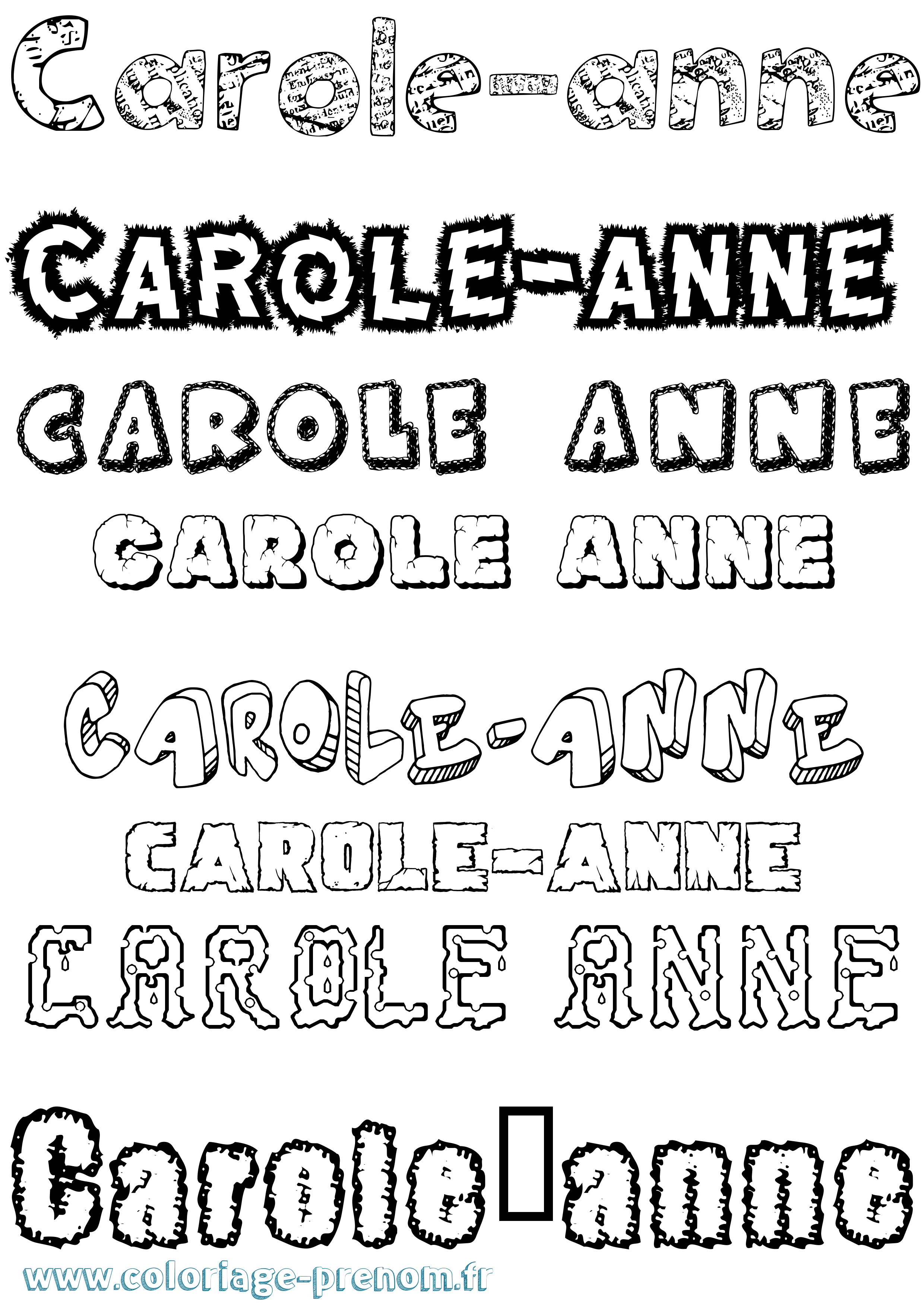 Coloriage Carole-Anne Destructuré Coloriage prénom Carole-Anne Destructuré