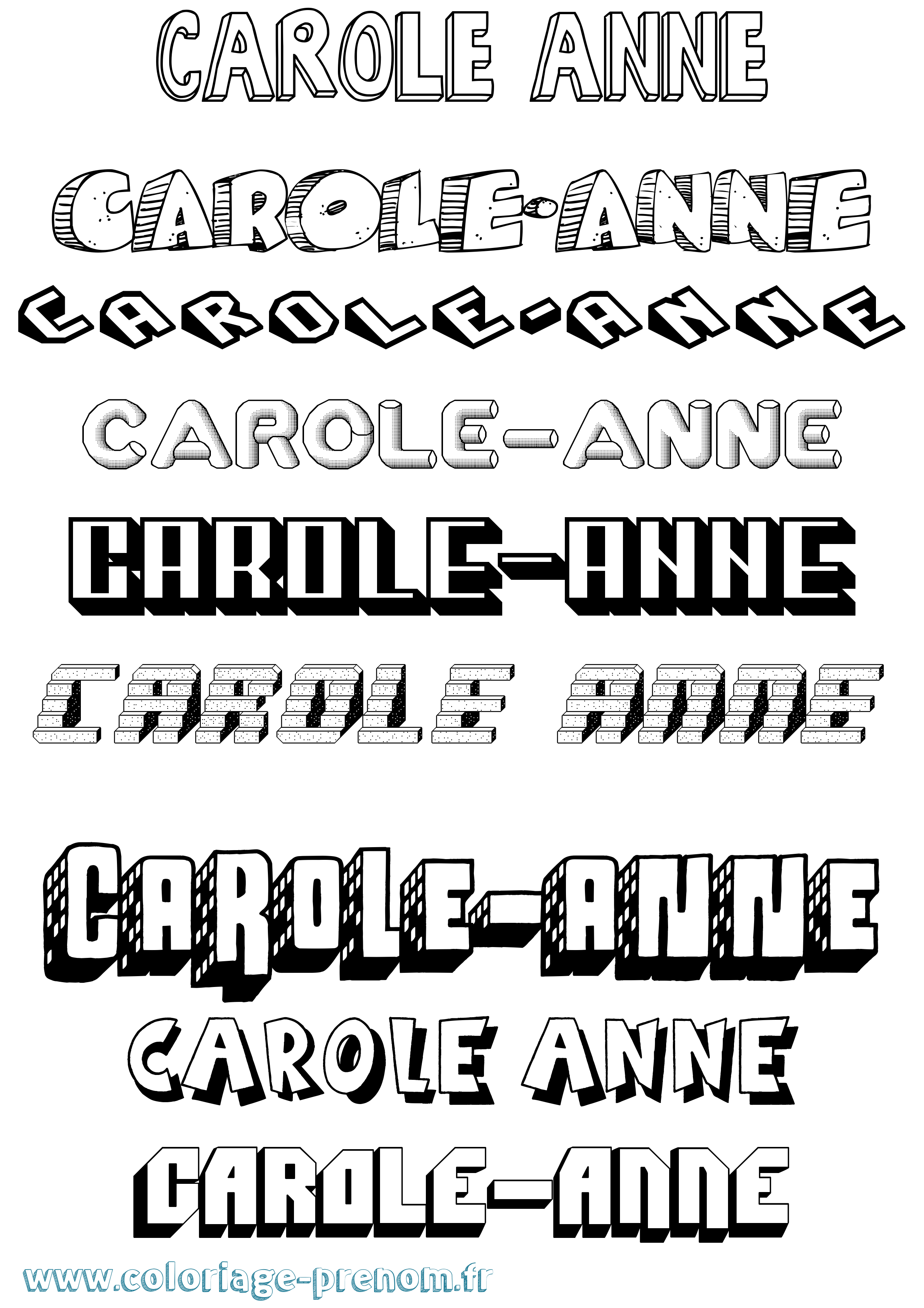 Coloriage Carole-Anne Effet 3D Coloriage prénom Carole-Anne Effet 3D