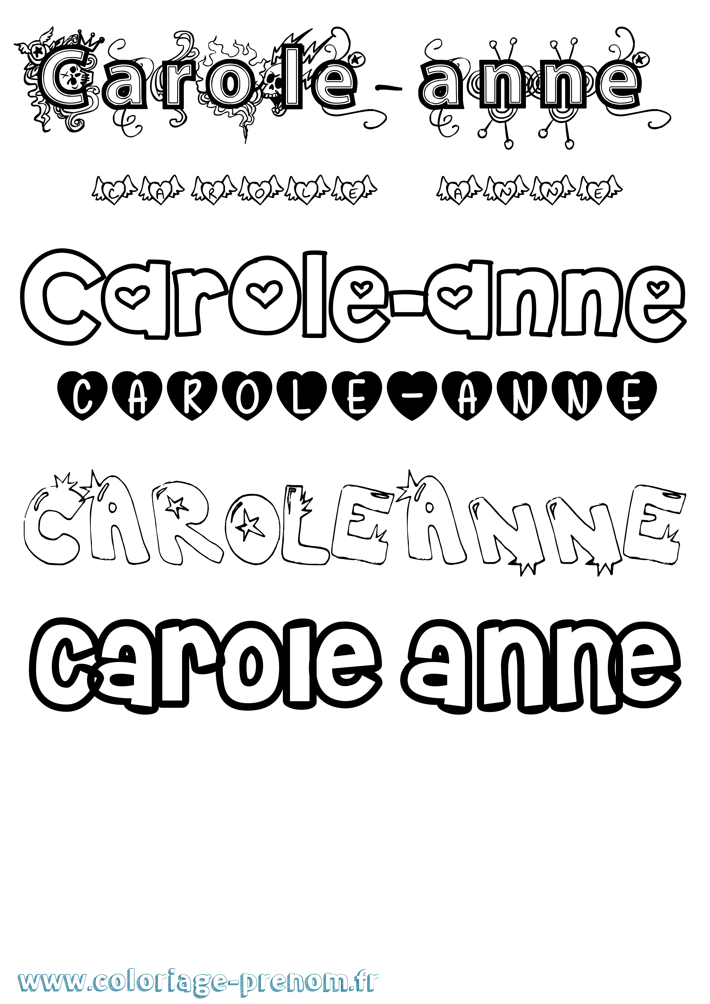 Coloriage Carole-Anne Girly Coloriage prénom Carole-Anne Girly
