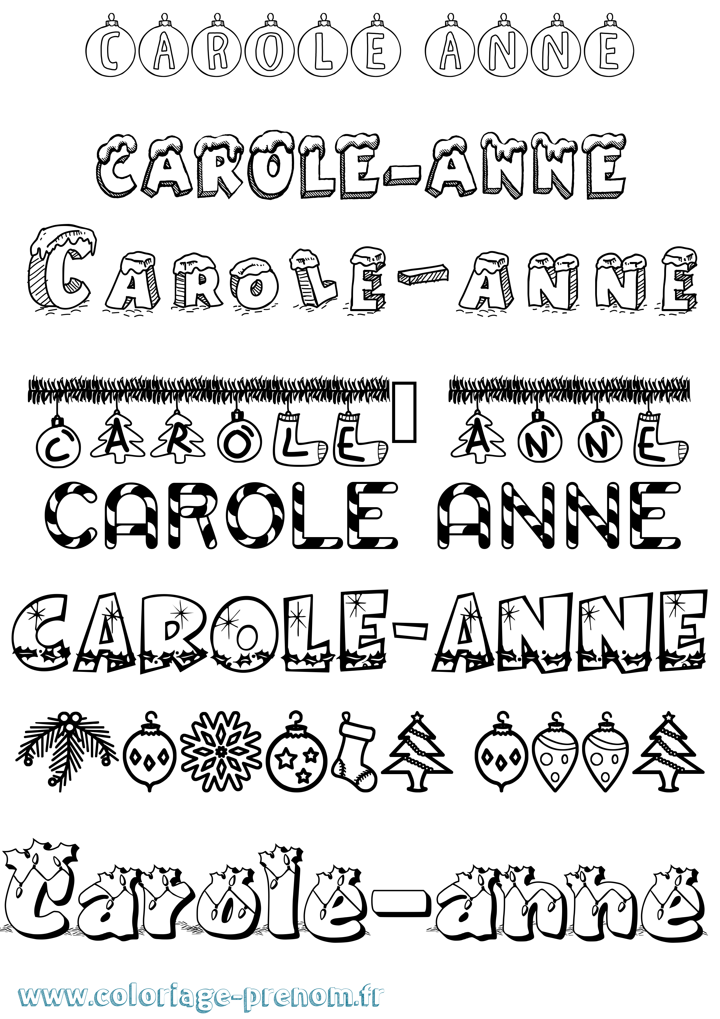 Coloriage Carole-Anne Noël Coloriage prénom Carole-Anne Noël