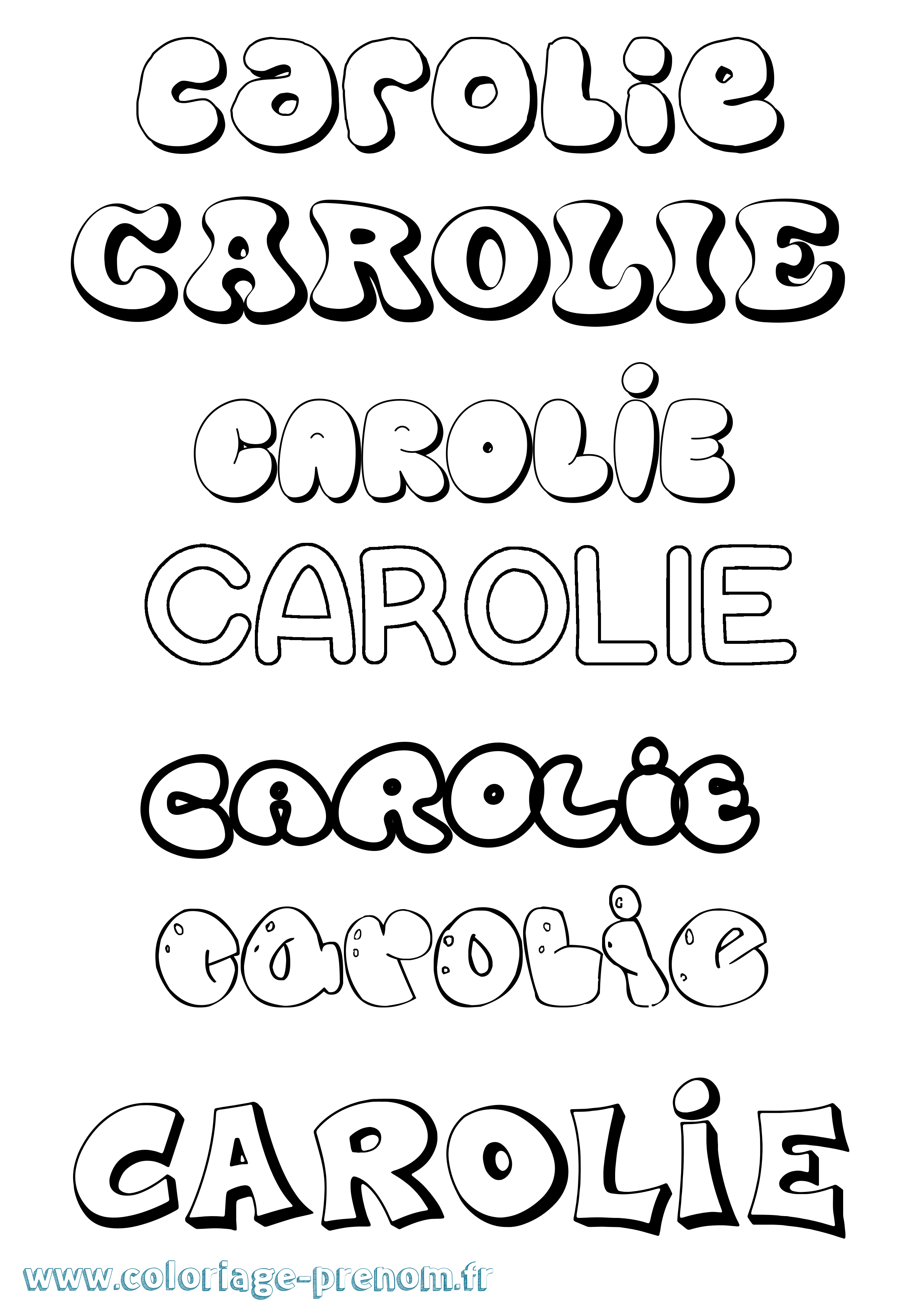 Coloriage Carolie Bubble Coloriage prénom Carolie Bubble