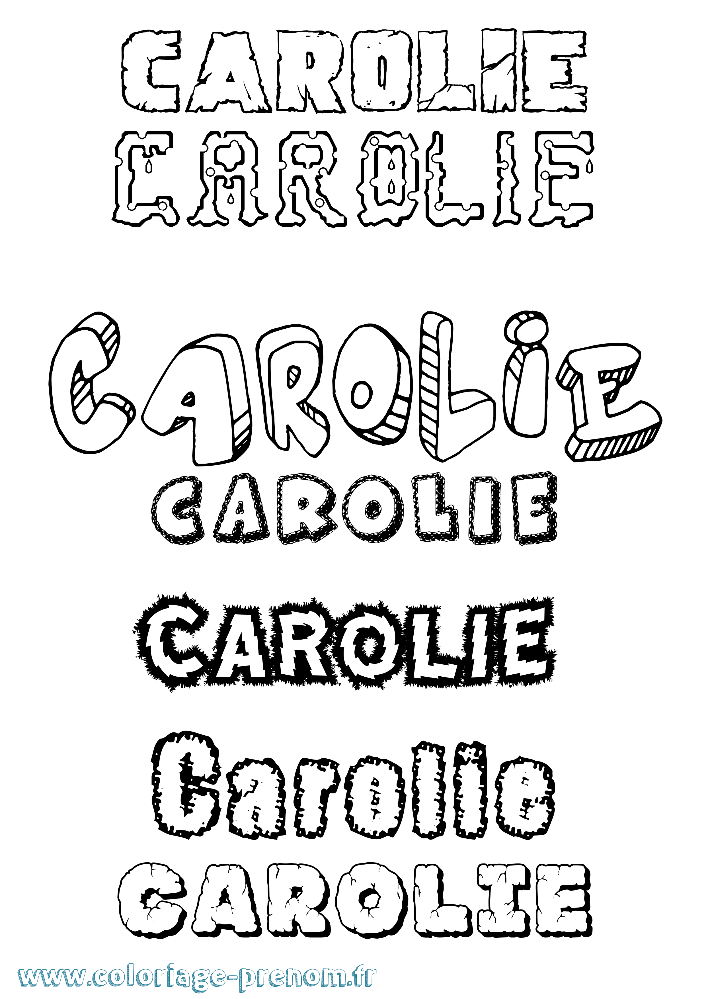 Coloriage Carolie Destructuré Coloriage prénom Carolie Destructuré