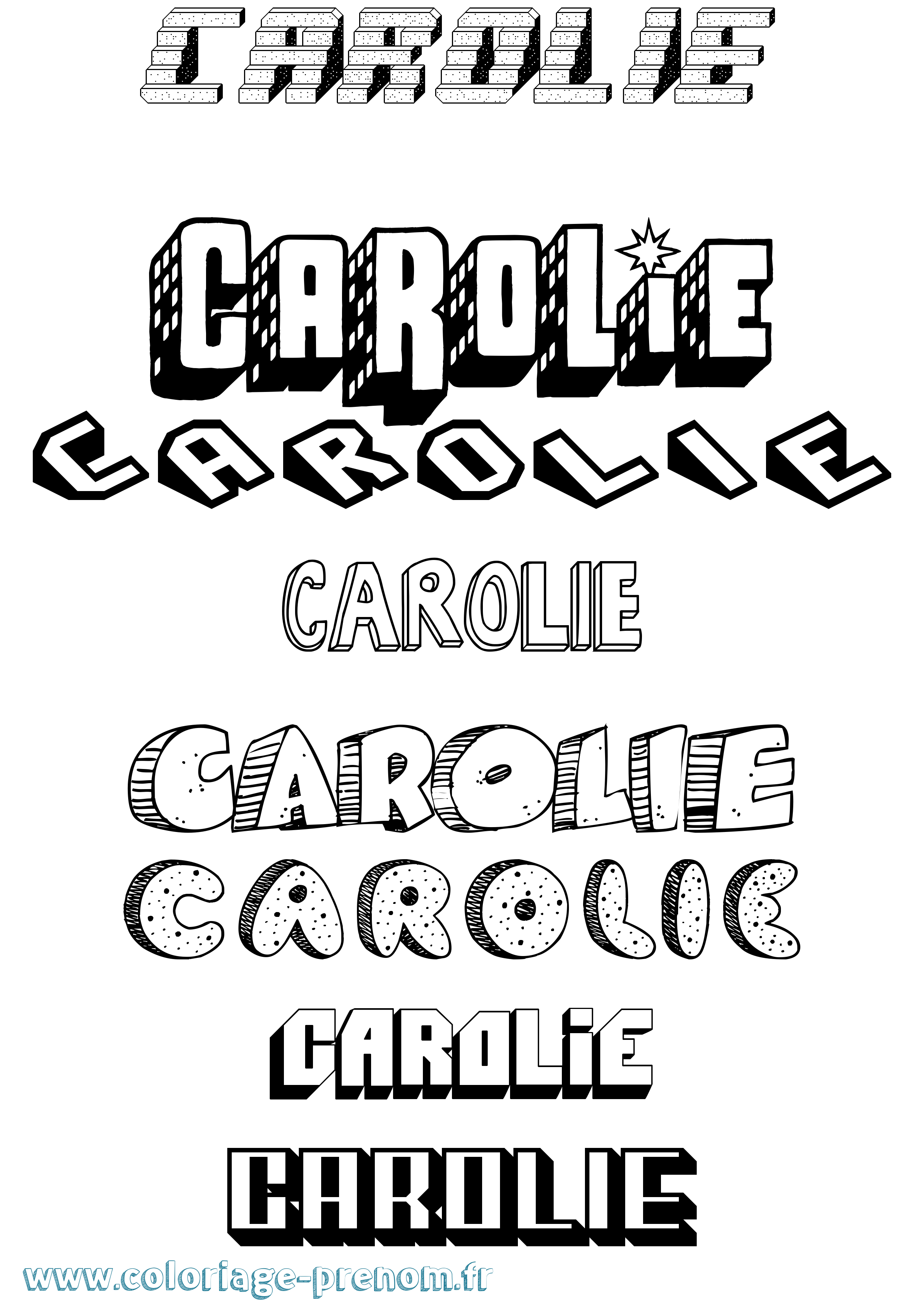 Coloriage Carolie Effet 3D Coloriage prénom Carolie Effet 3D