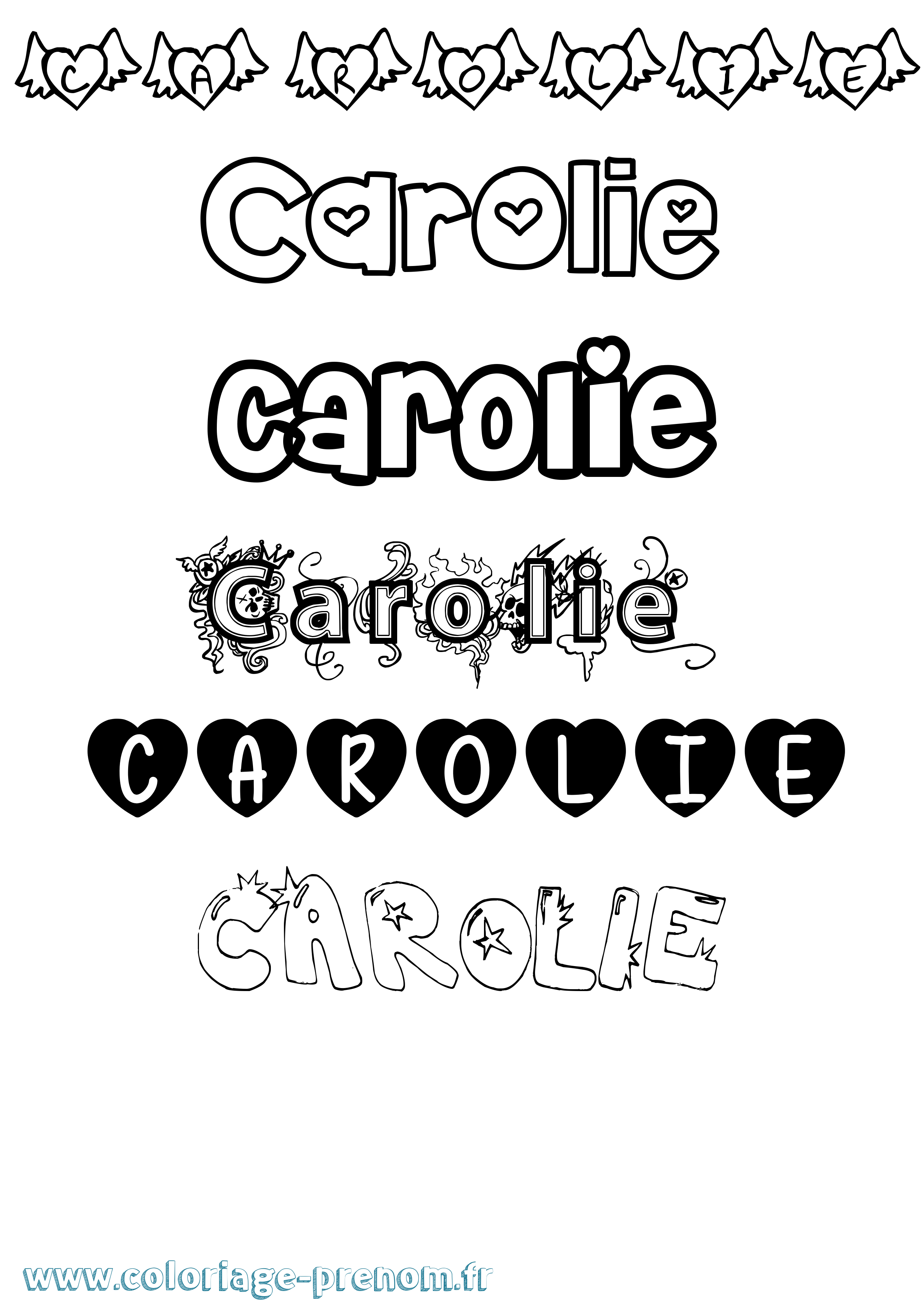 Coloriage Carolie Girly Coloriage prénom Carolie Girly