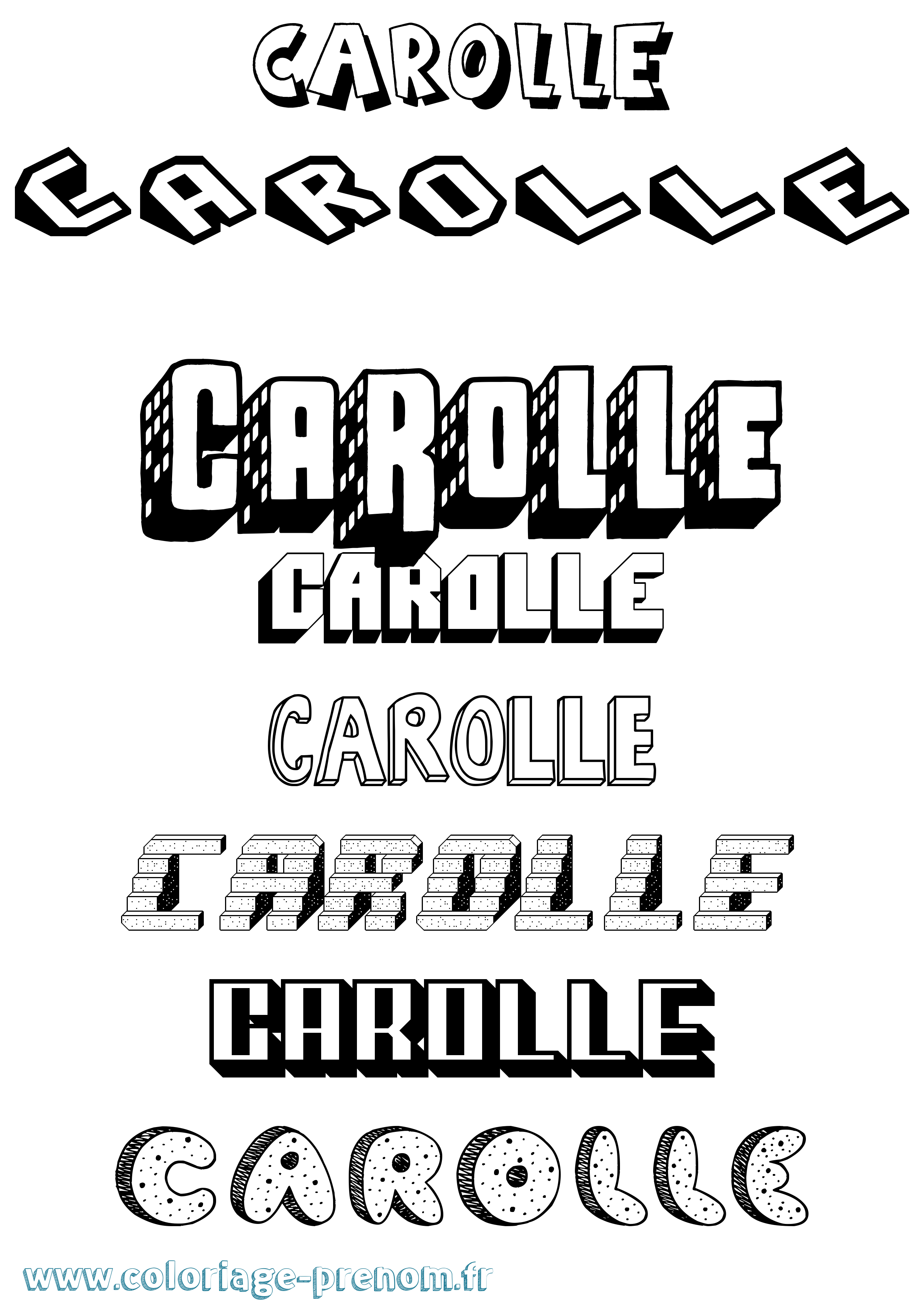 Coloriage Carolle Effet 3D Coloriage prénom Carolle Effet 3D