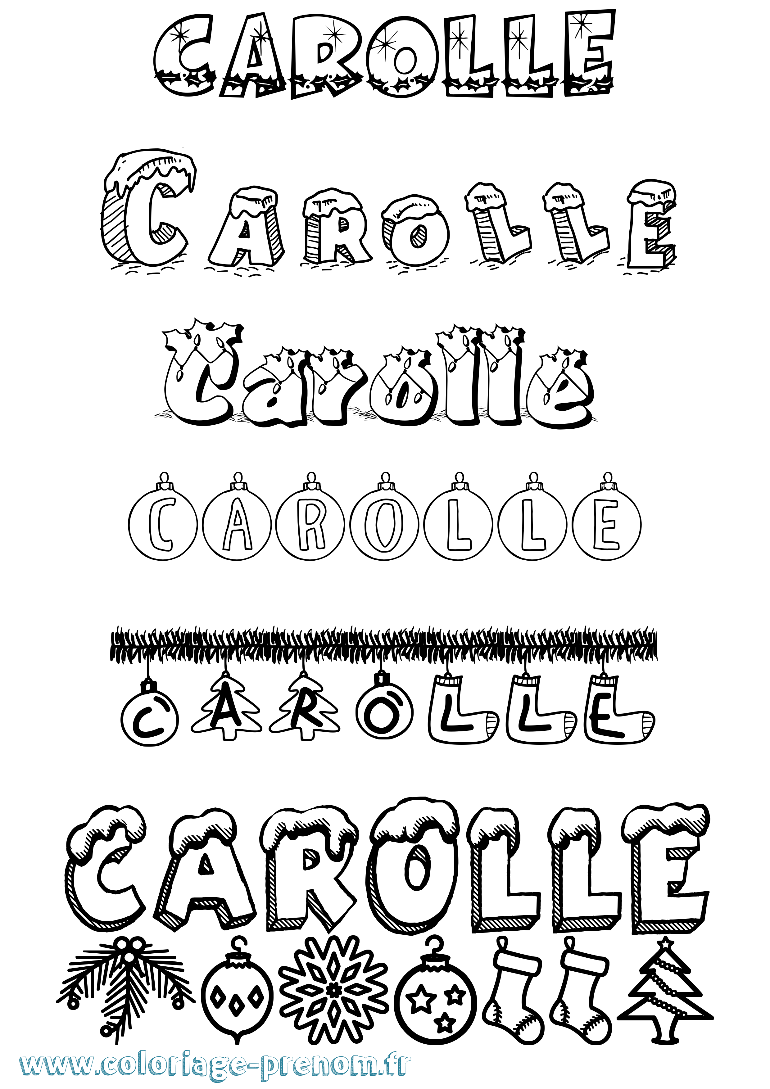 Coloriage Carolle Noël Coloriage prénom Carolle Noël
