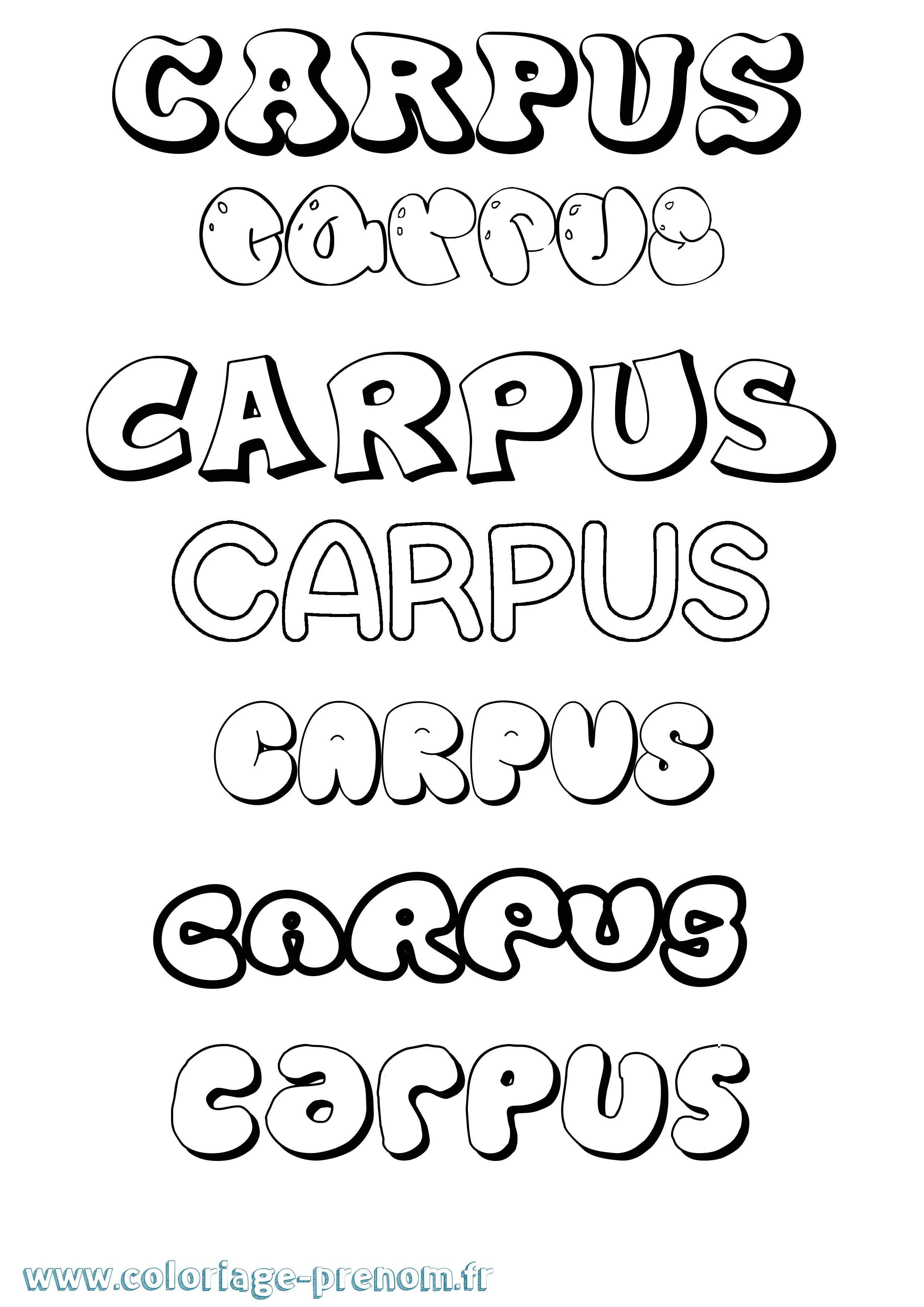 Coloriage Carpus Bubble Coloriage prénom Carpus Bubble