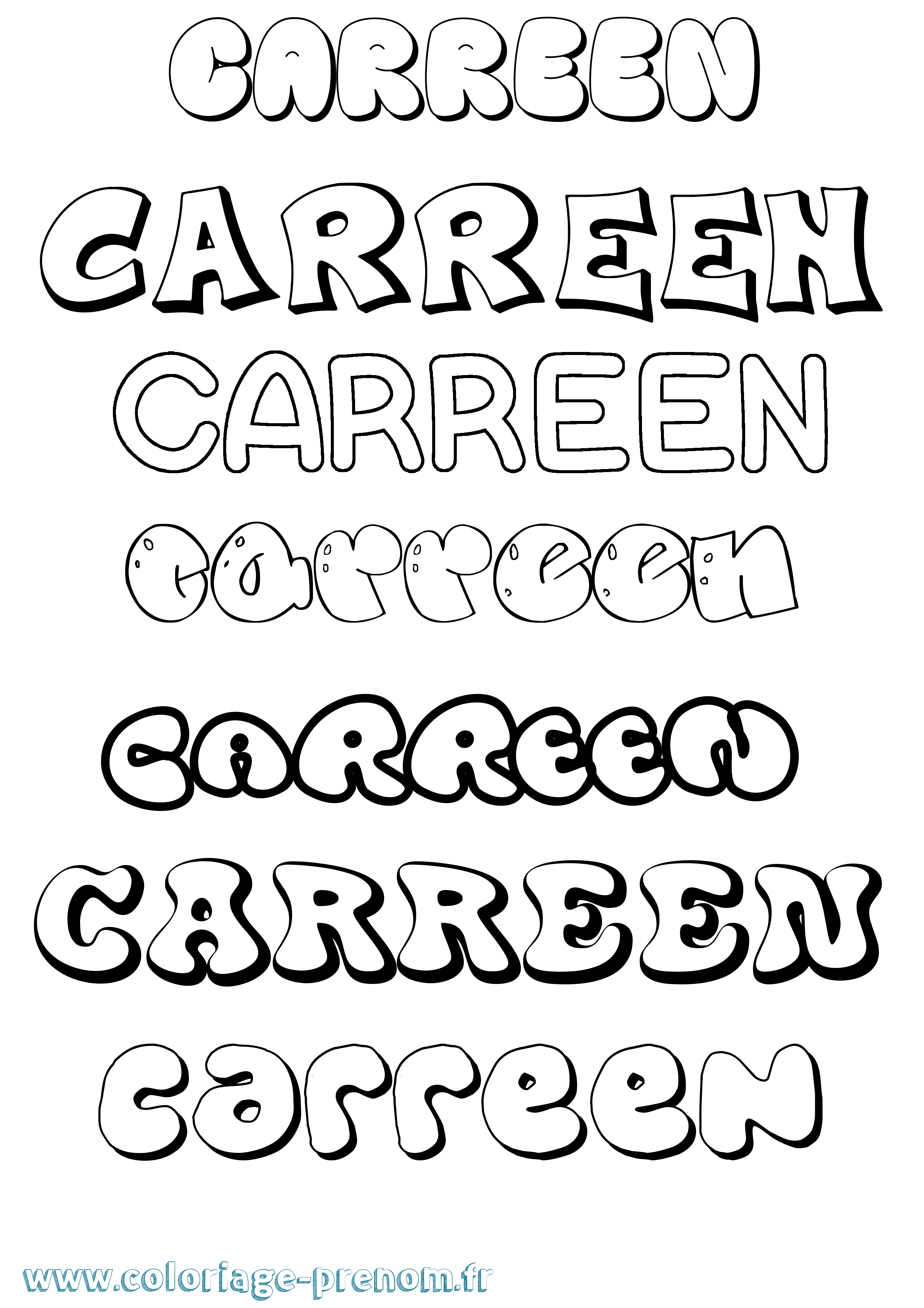 Coloriage Carreen Bubble Coloriage prénom Carreen Bubble