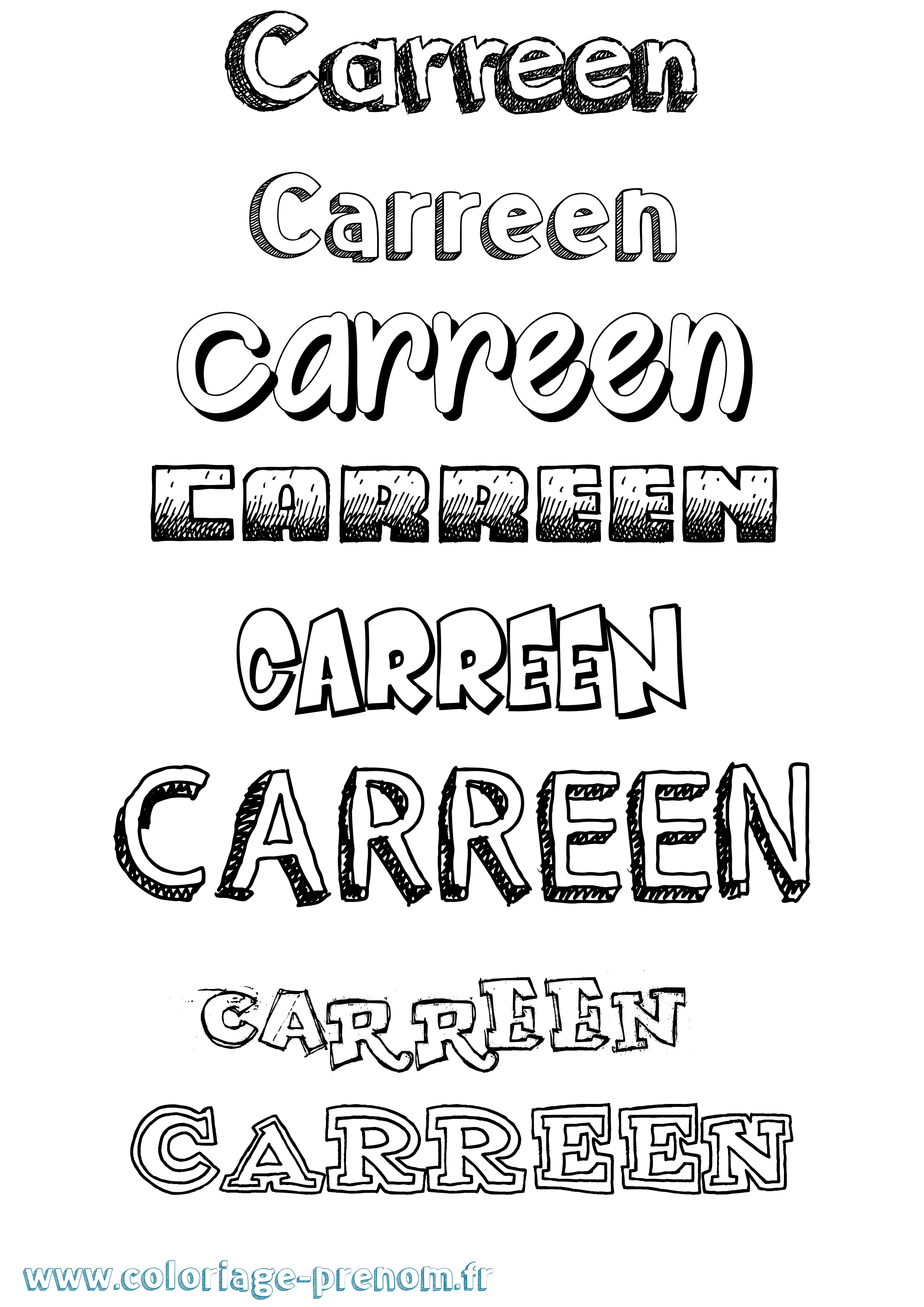 Coloriage Carreen Dessiné Coloriage prénom Carreen Dessiné