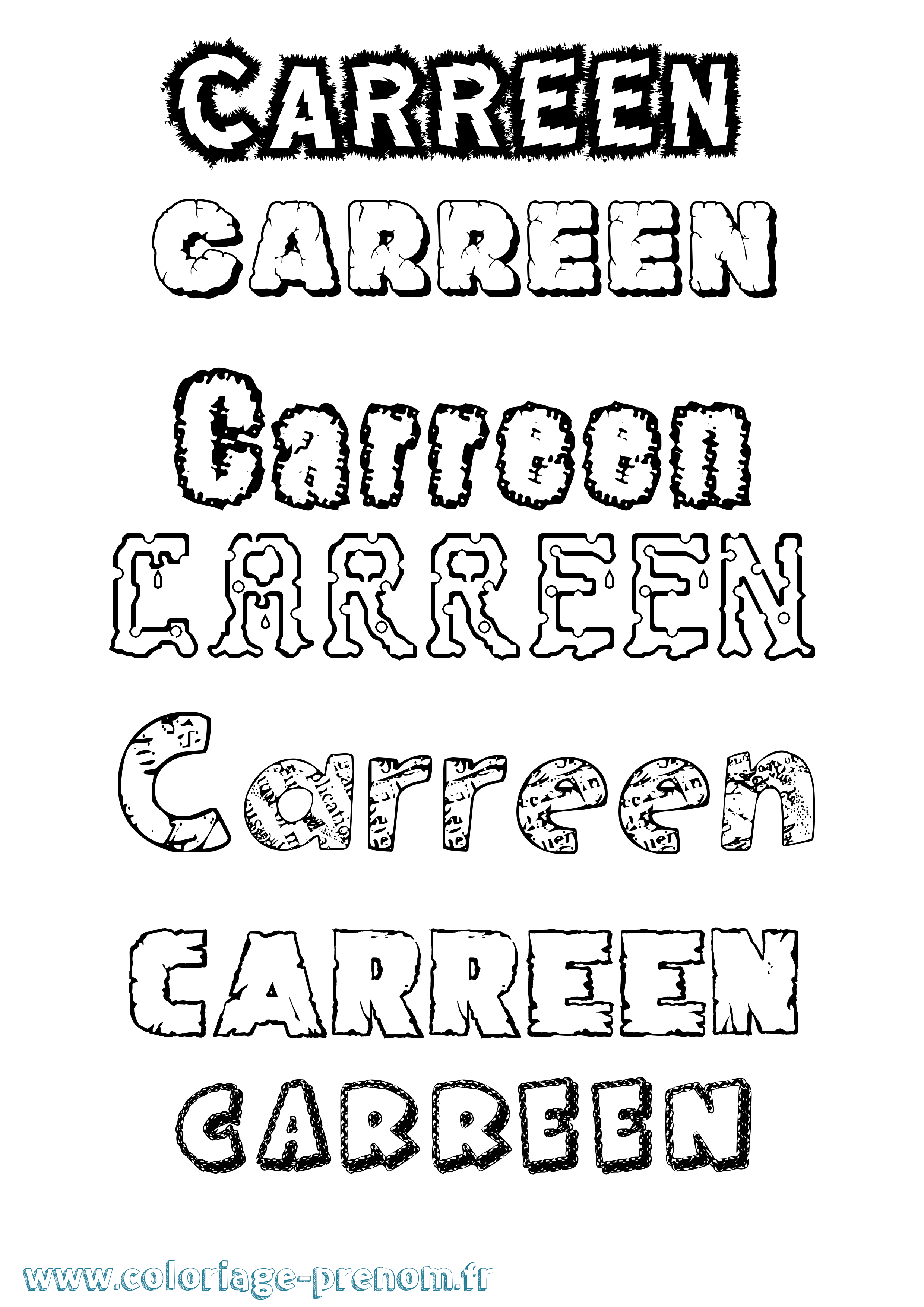 Coloriage Carreen Destructuré Coloriage prénom Carreen Destructuré