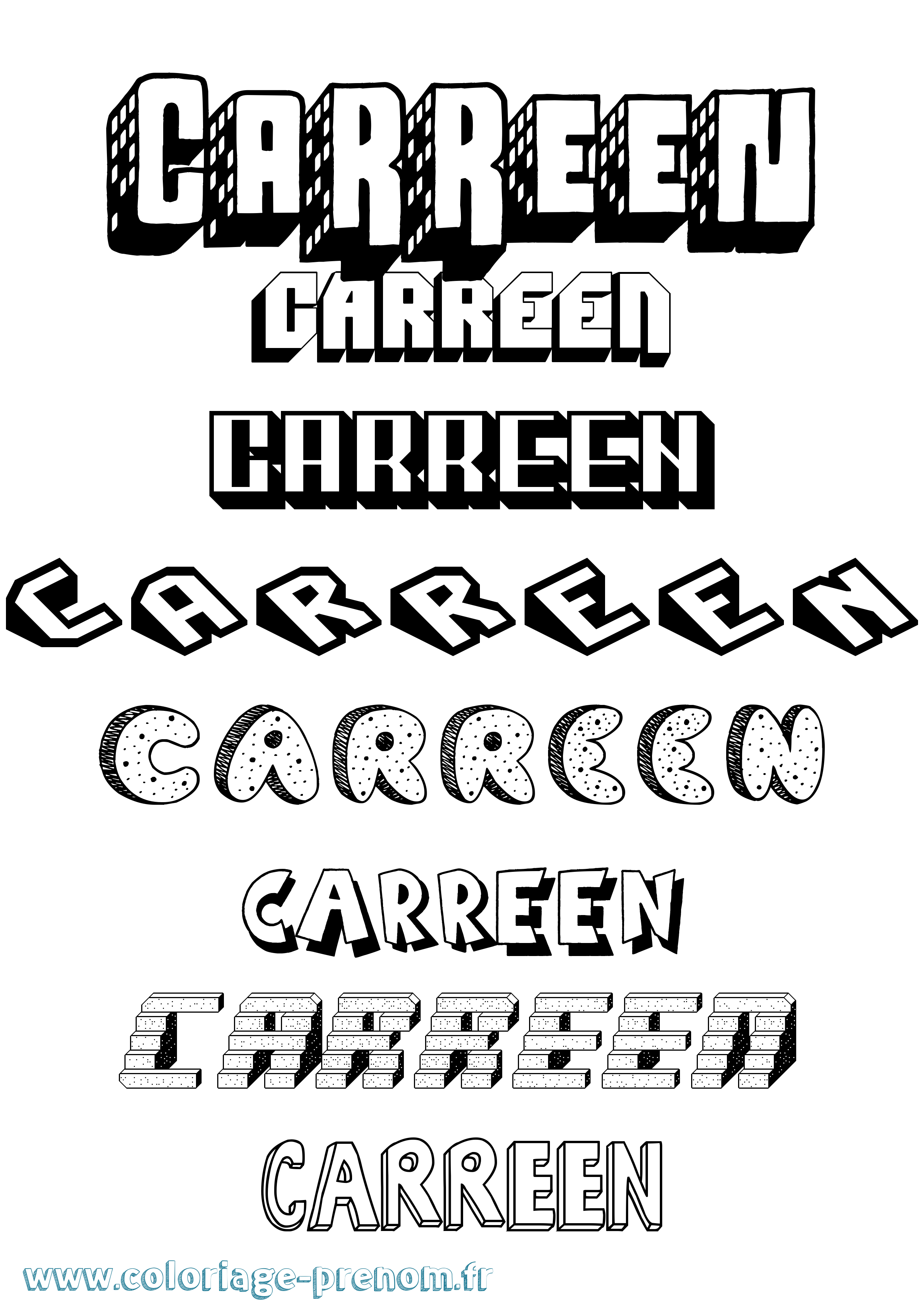 Coloriage Carreen Effet 3D Coloriage prénom Carreen Effet 3D