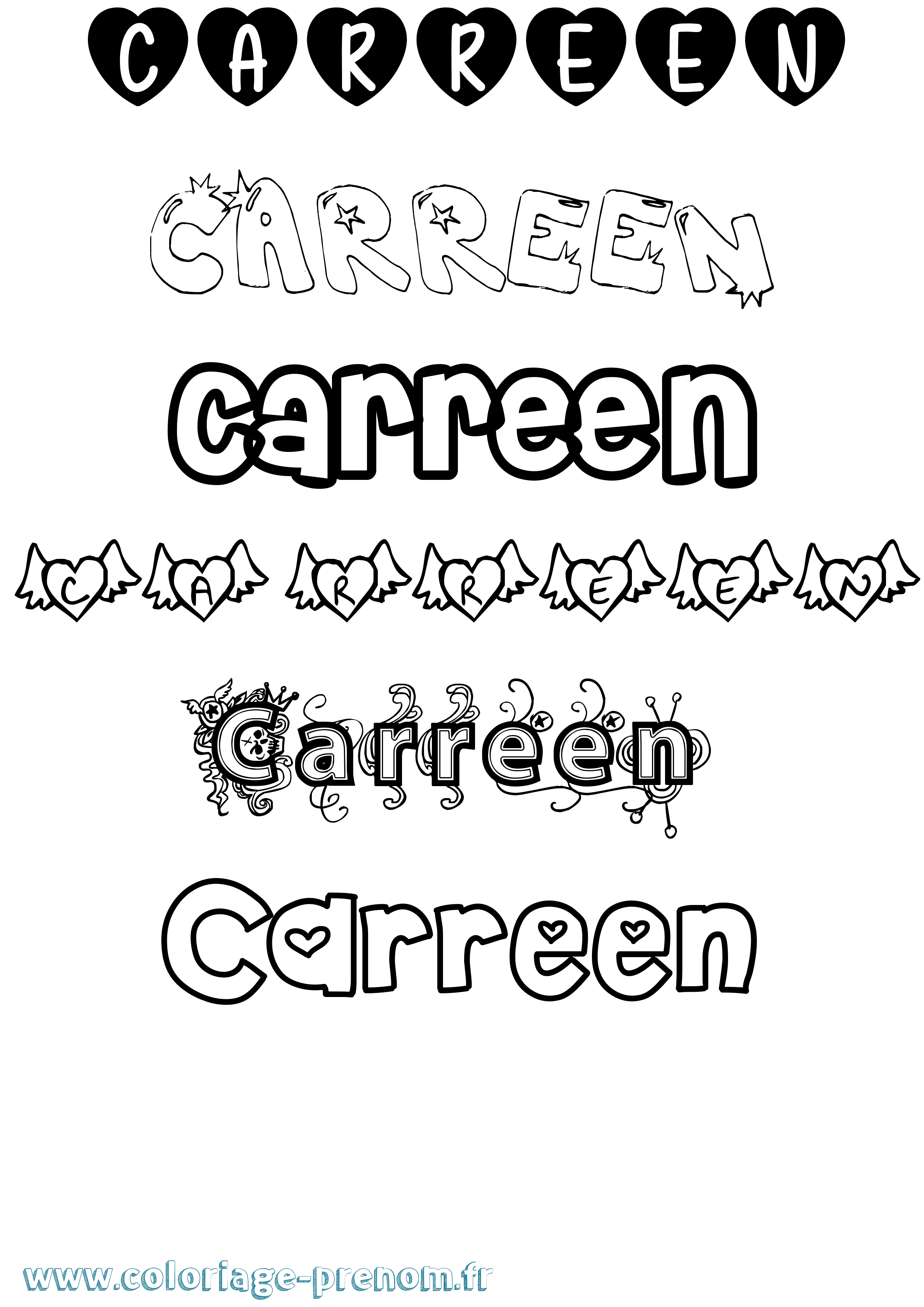 Coloriage Carreen Girly Coloriage prénom Carreen Girly