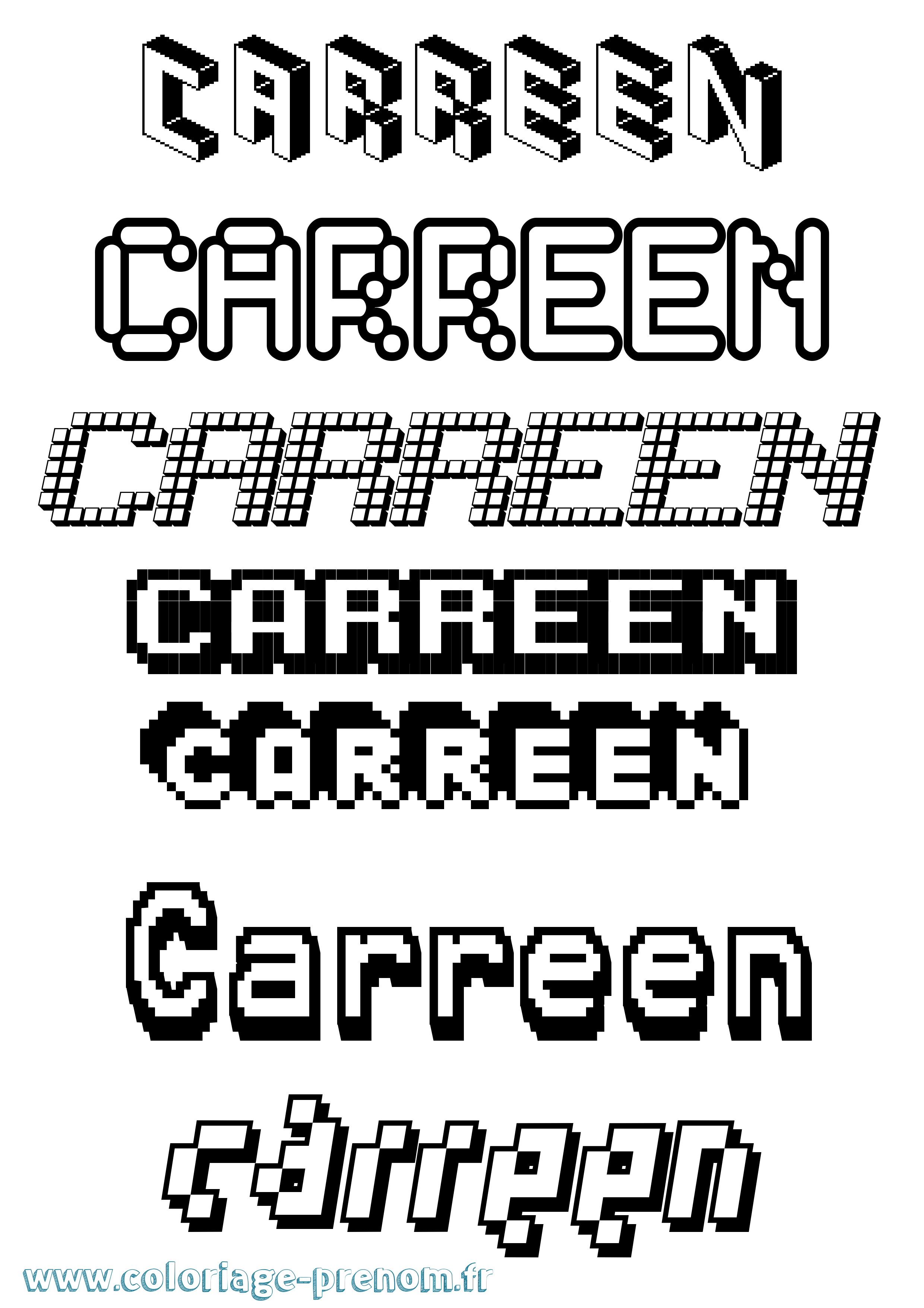Coloriage Carreen Pixel Coloriage prénom Carreen Pixel