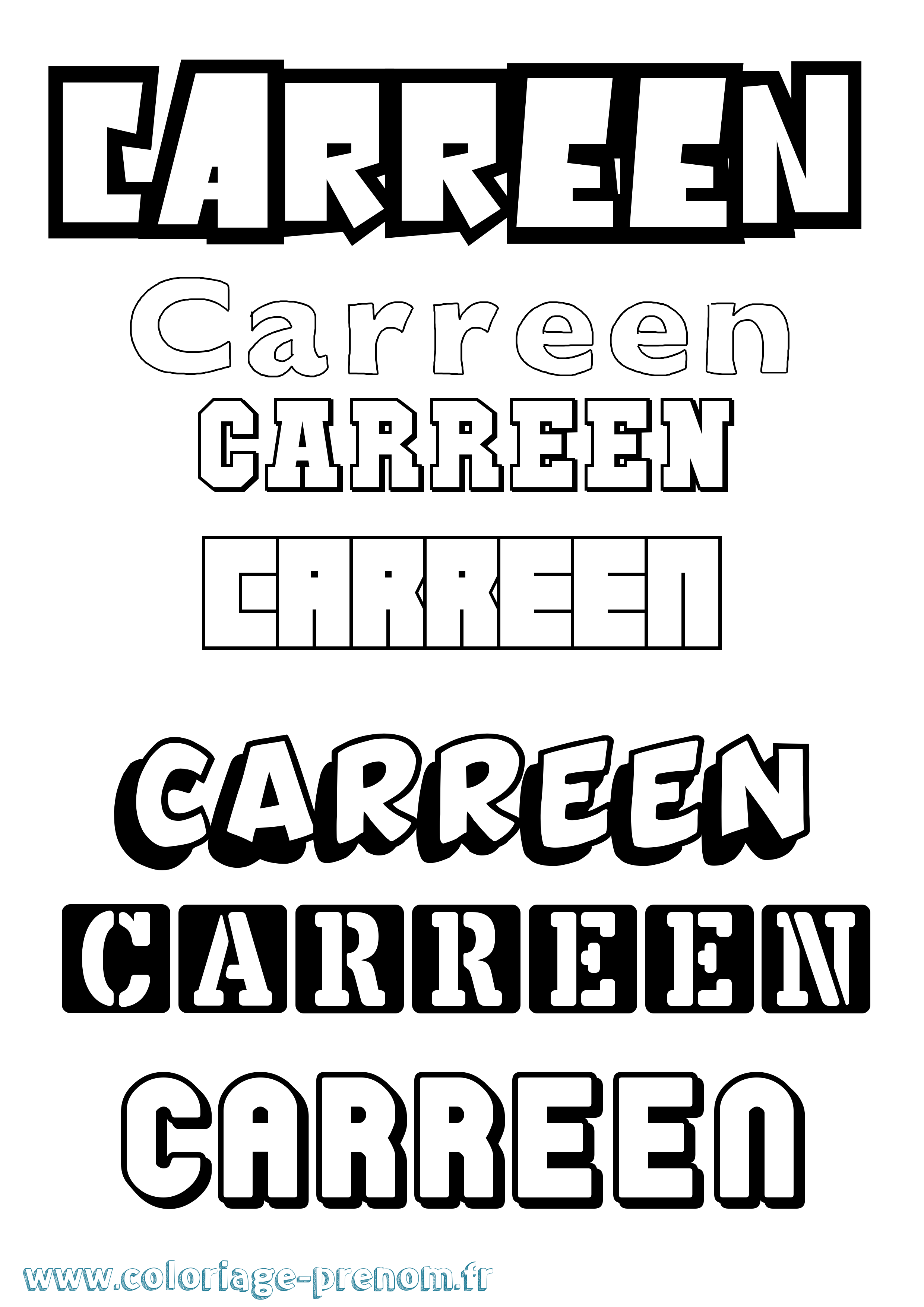 Coloriage Carreen Simple Coloriage prénom Carreen Simple