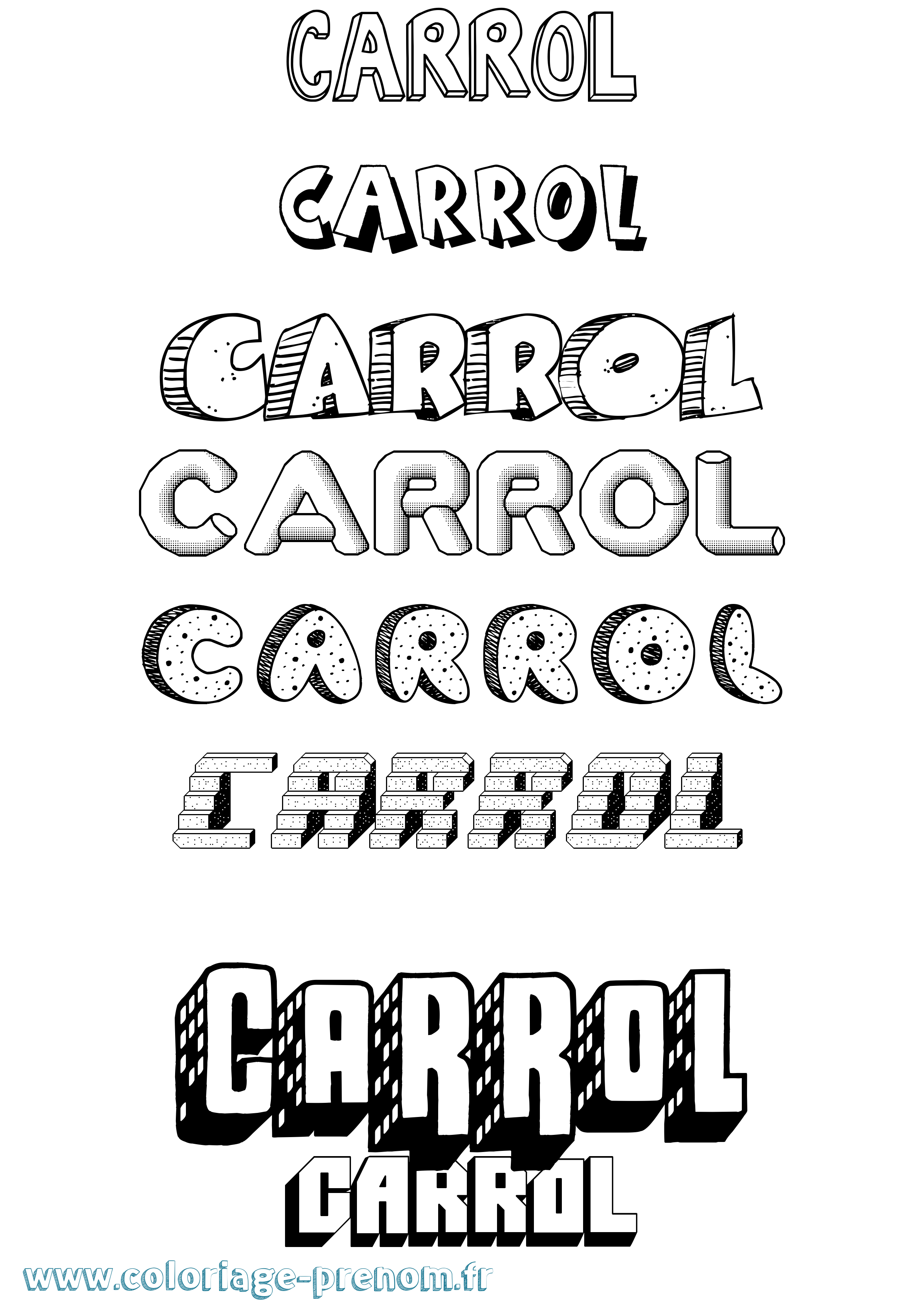 Coloriage Carrol Effet 3D Coloriage prénom Carrol Effet 3D