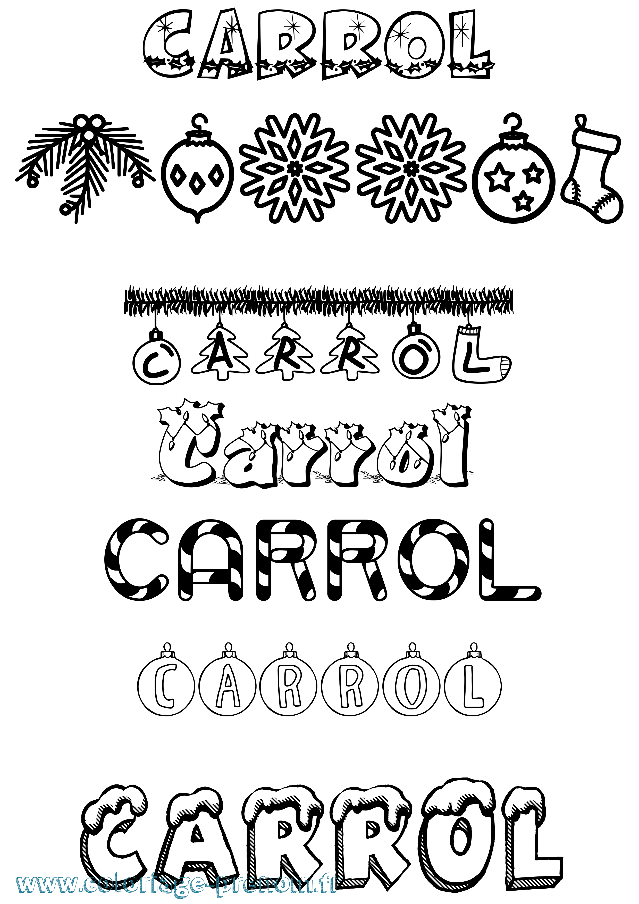 Coloriage Carrol Noël Coloriage prénom Carrol Noël