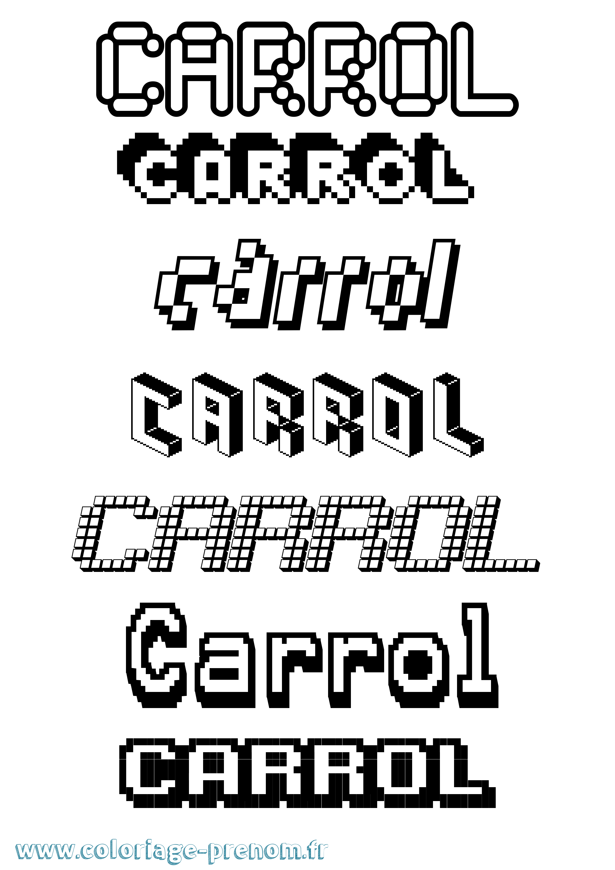 Coloriage Carrol Pixel Coloriage prénom Carrol Pixel