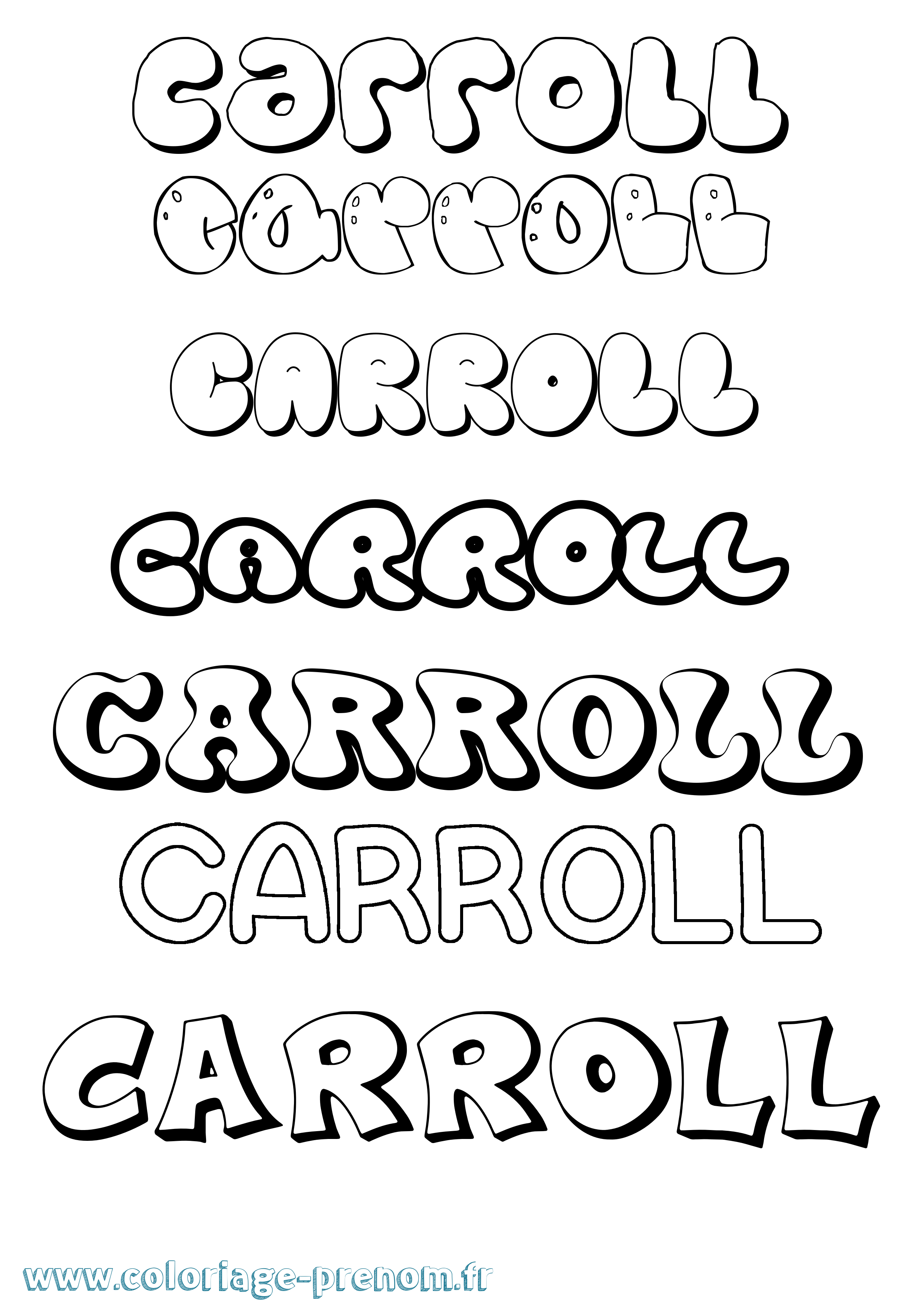 Coloriage Carroll Bubble Coloriage prénom Carroll Bubble